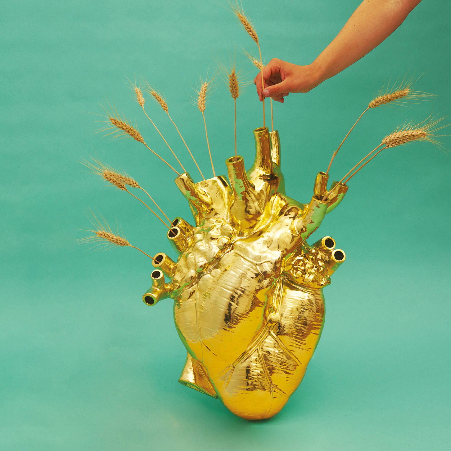 Love in Bloom Giant Gold Vase Seletti EINZELSTÜCK