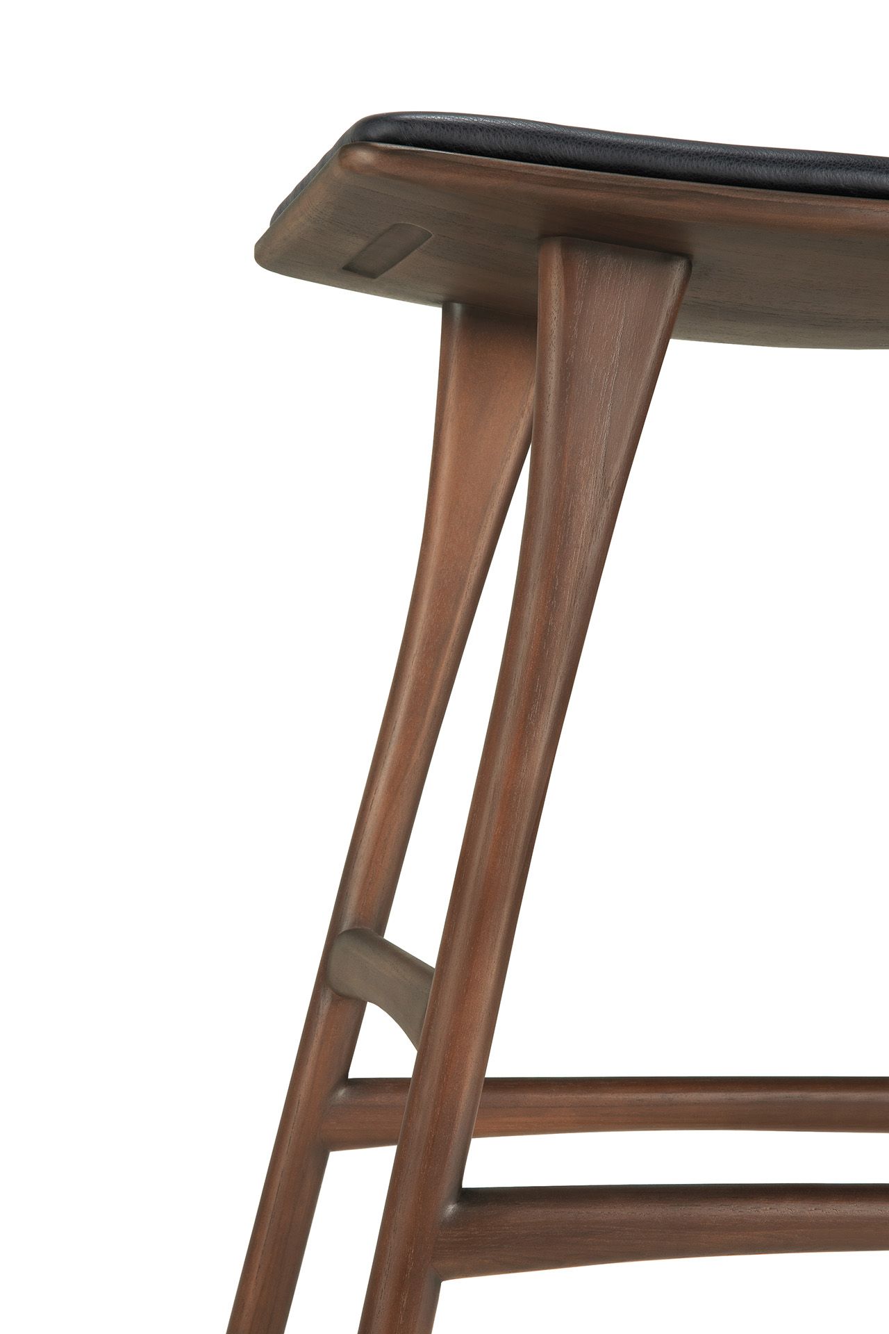 Osso Counter Stool Barhocker mit Sitzpolster Leder Schwarz Ethnicraft