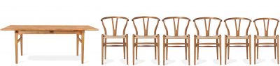 Dining Set 2 CH327 B 248 cm + 6x CH24 Chair Teak Carl Hansen & Søn 