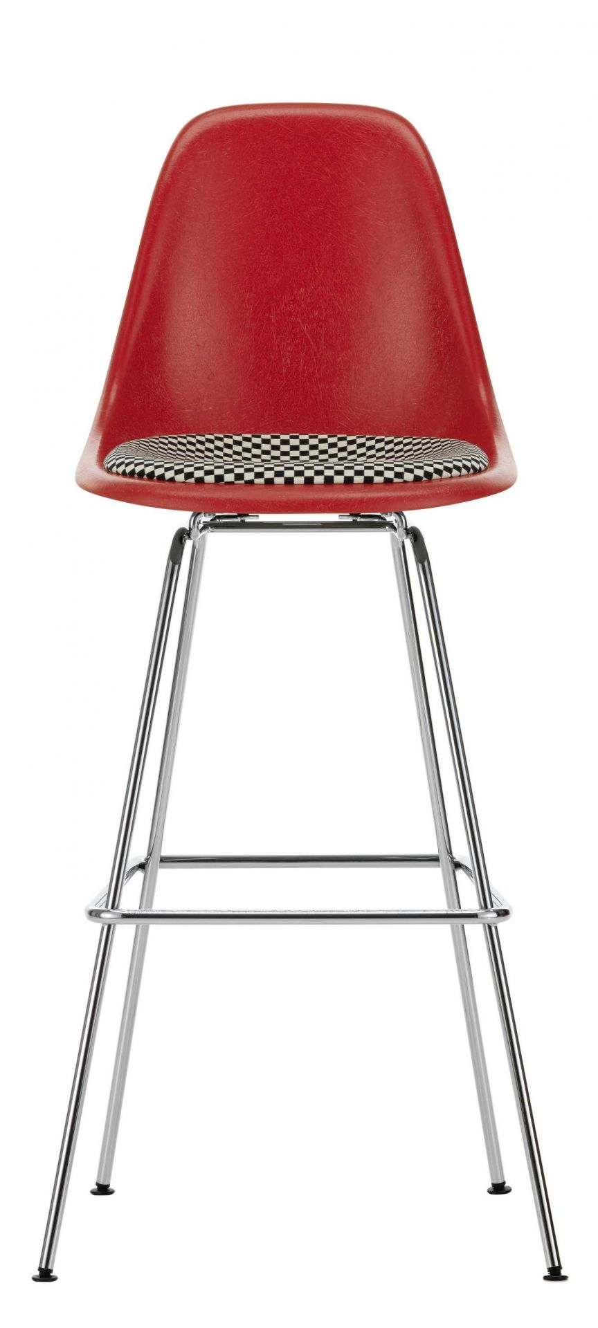 Eames Fiberglass Bar Stool High Barhocker mit Sitzpolster Vitra