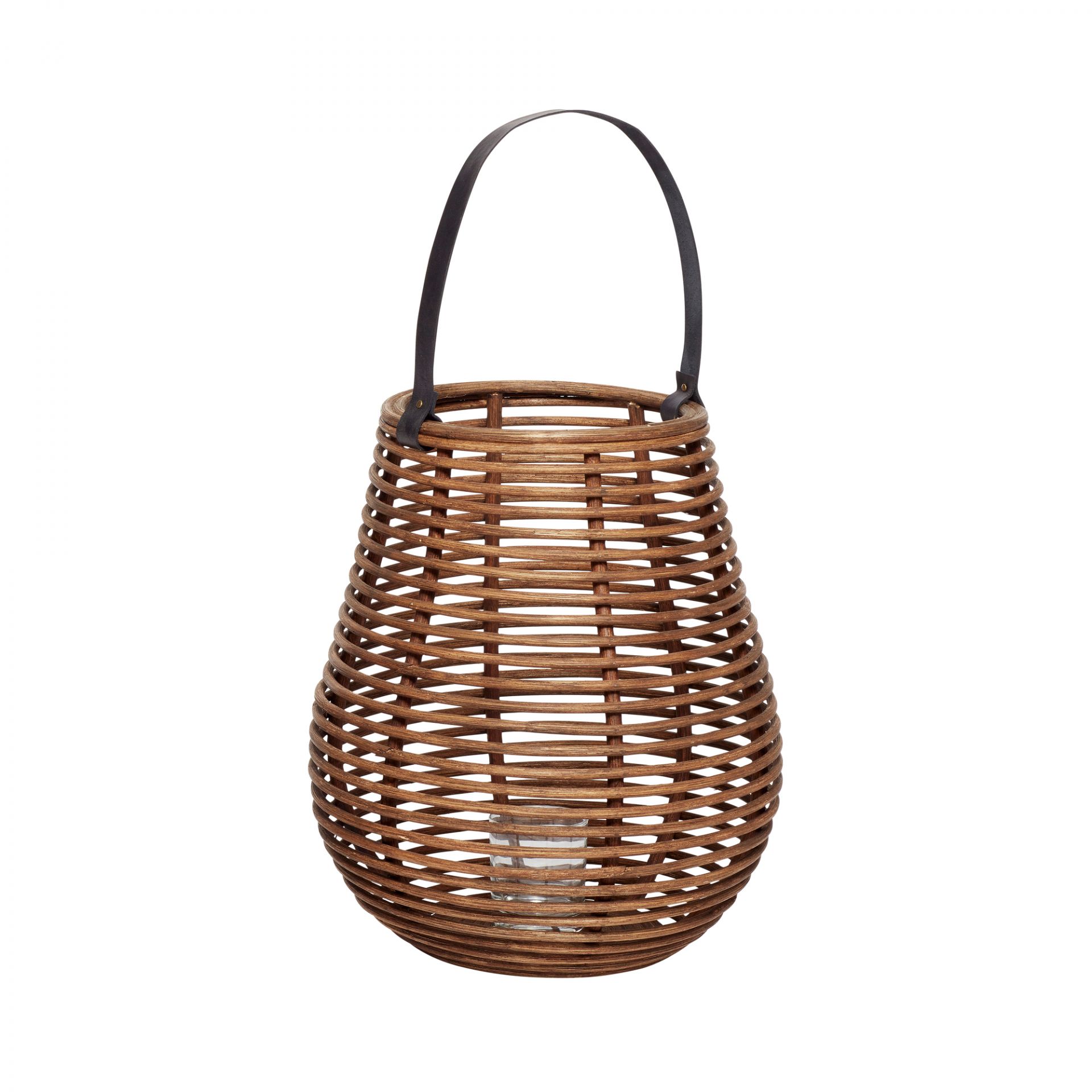 Laterne mit Glas Rattan Hübsch Interior - EINZELSTÜCKE