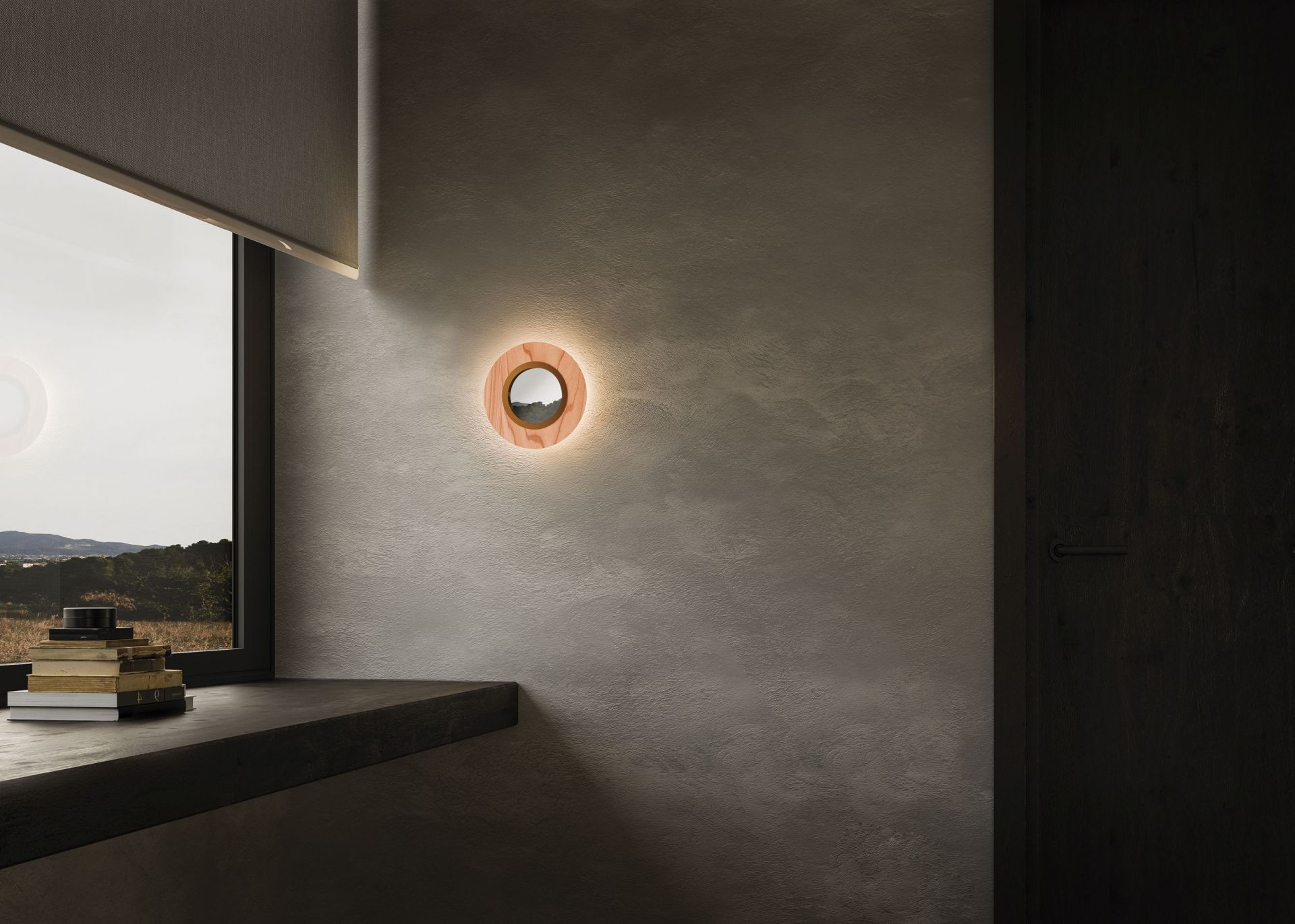 Lens LED Wandleuchte rund Metallring in Gold Hellrosa LZF Lamps
