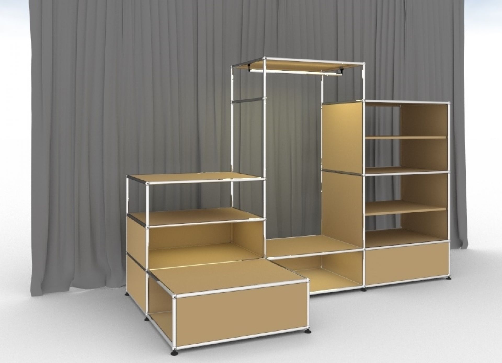 E Garderobe beleuchtet beige USM Haller
