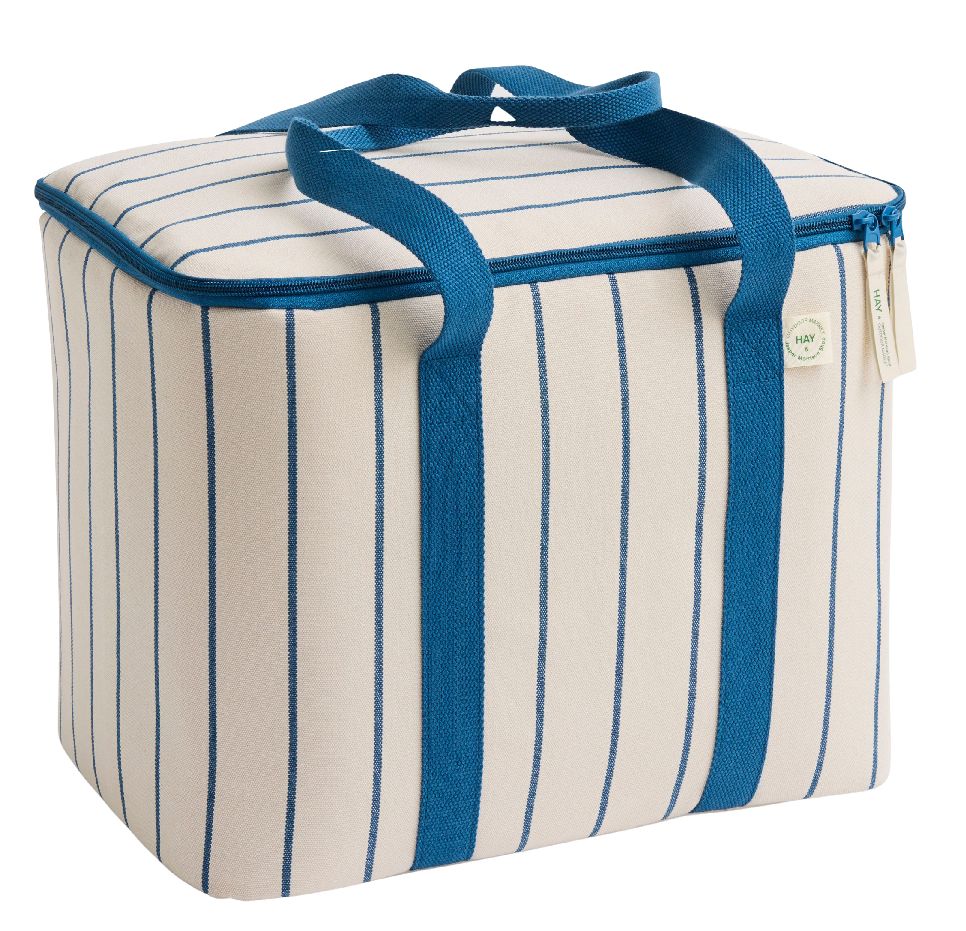 Outdoor Market Cooler Bag Kühltasche Beige mit blauen Streifen Hay