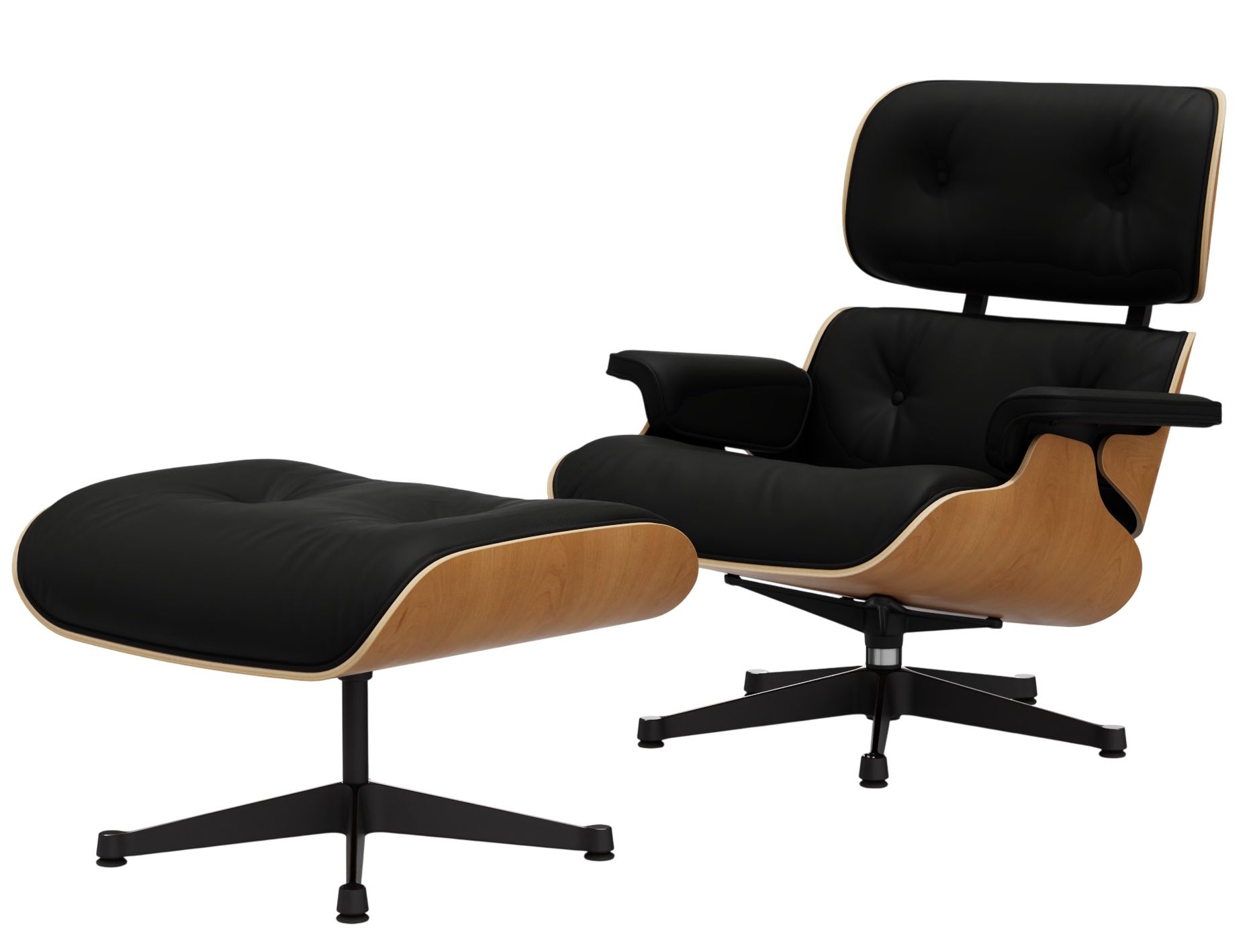 Eames Lounge Chair & Ottoman Sessel VORZUGSKOMBINATION Leder Premium Vitra Kirschbaum natur
