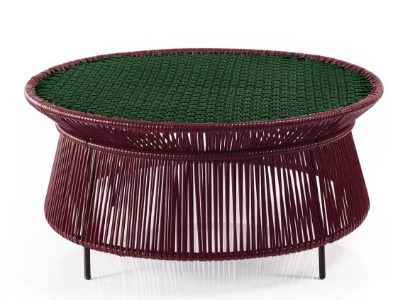 Caribe Chic Low Side Table Beistelltisch Outdoor ames Schwarzrot / Moosgrün / Schwarz