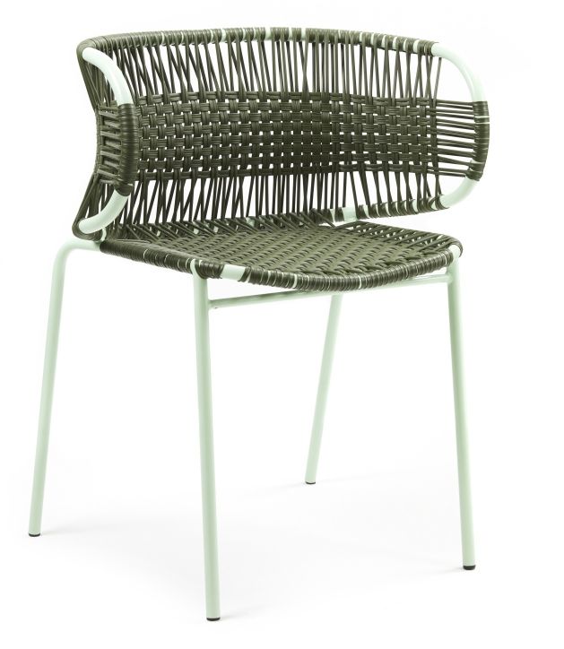Cielo Stacking Armchair Stapelbarer Armlehnstuhl Outdoor ames  Olive grün - Pastell grün