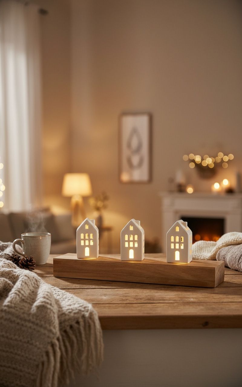 LED-Lichtleiste / Holzleiste 3er für Poesielicht Lichthäuser und Lichttüten Räder