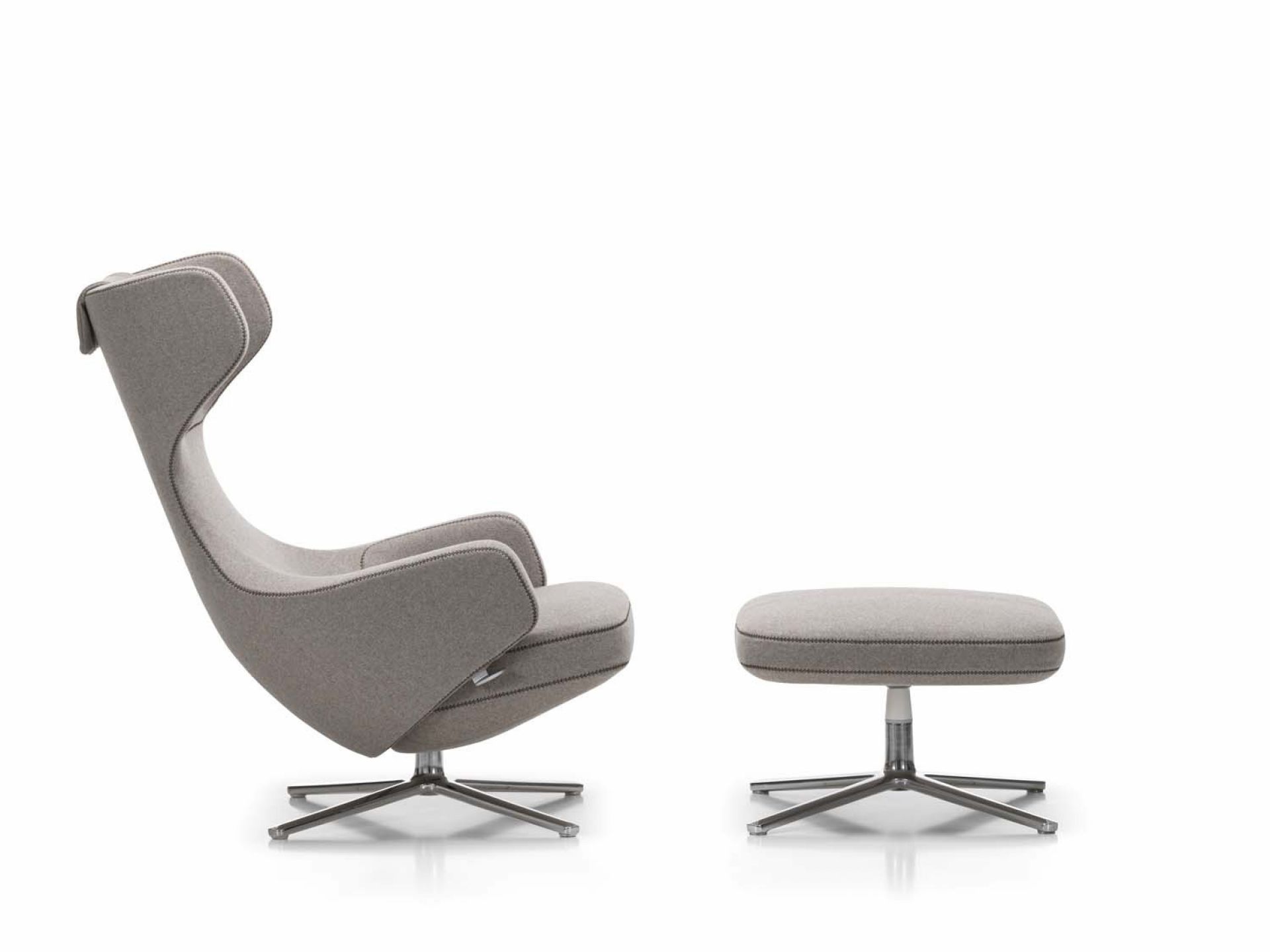 Grand Repos Sessel  + Ottoman Vitra Poliert  Cosy Classic grey