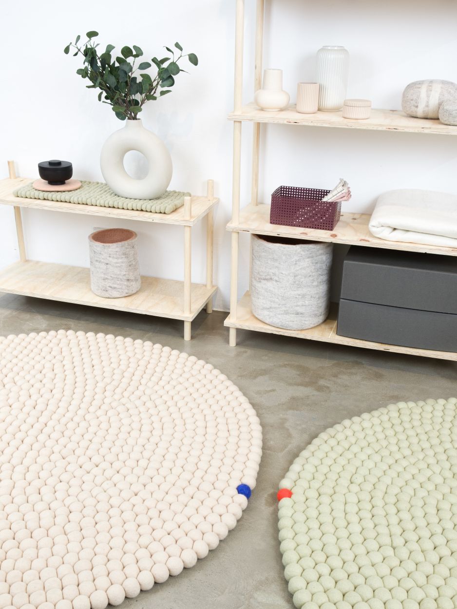 Big One Rund Filzteppich Ø 300 cm myfelt Grünbeige