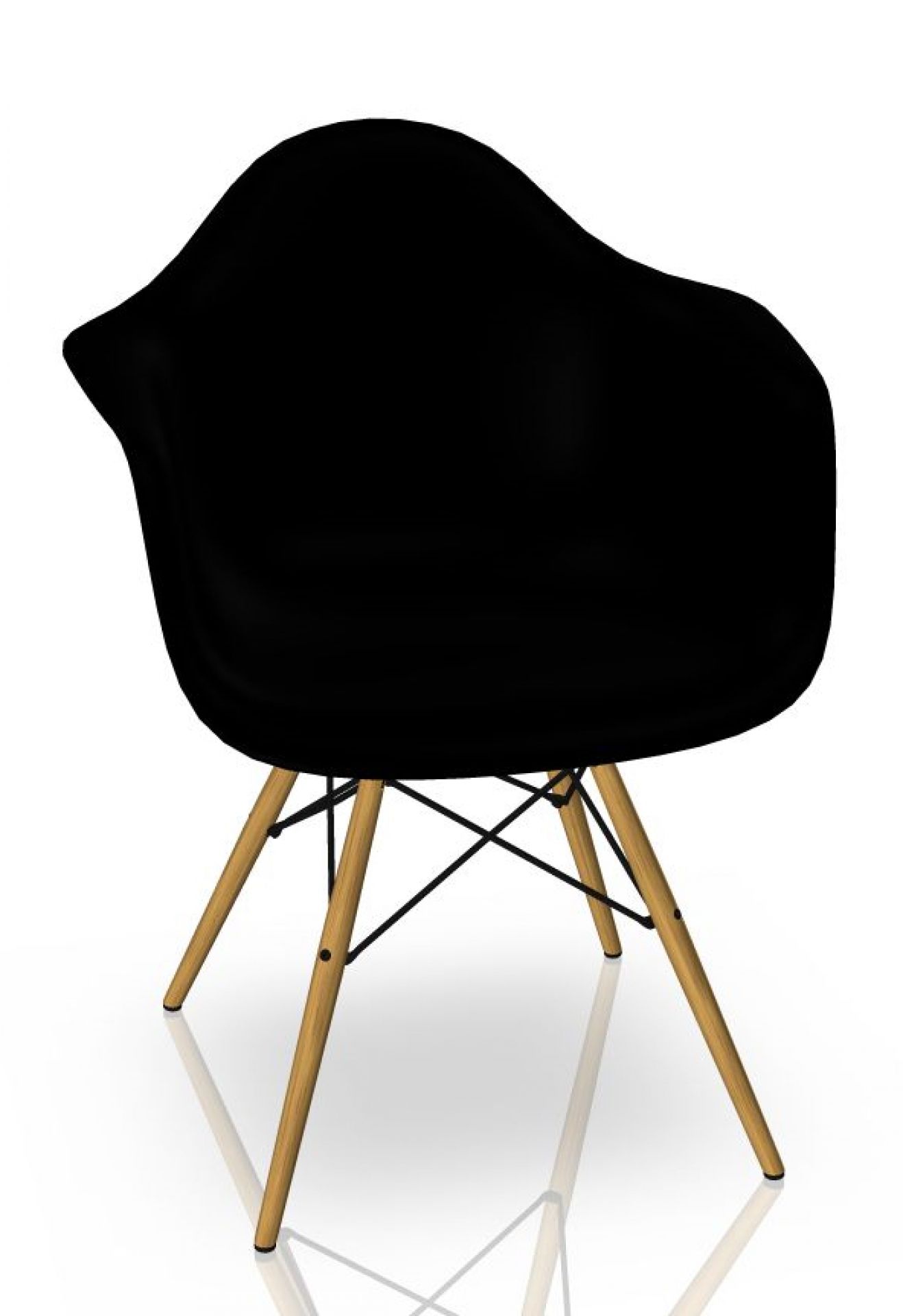 Eames Plastic Arm Chair DAW Stuhl Vitra Ahorn gelblich - Tiefschwarz