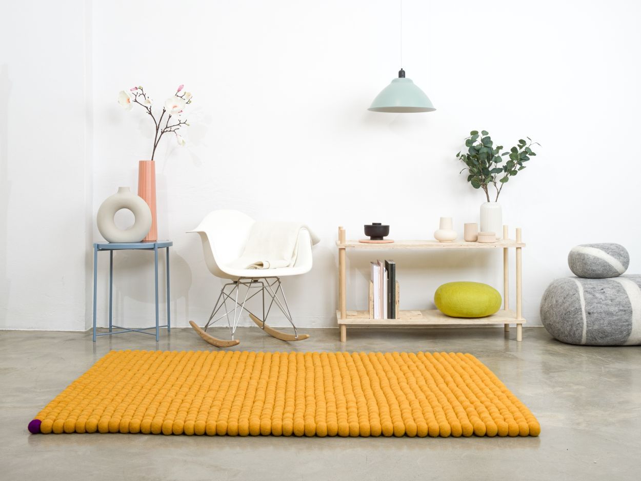 Big One Rechteckig Filzteppich 180 x 260 cm myfelt Ockergelb