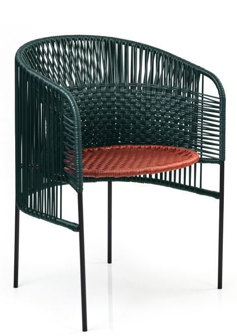 Caribe Chic Dining Chair Stuhl Outdoor ames Moosgrün / Kupfer / Schwarz