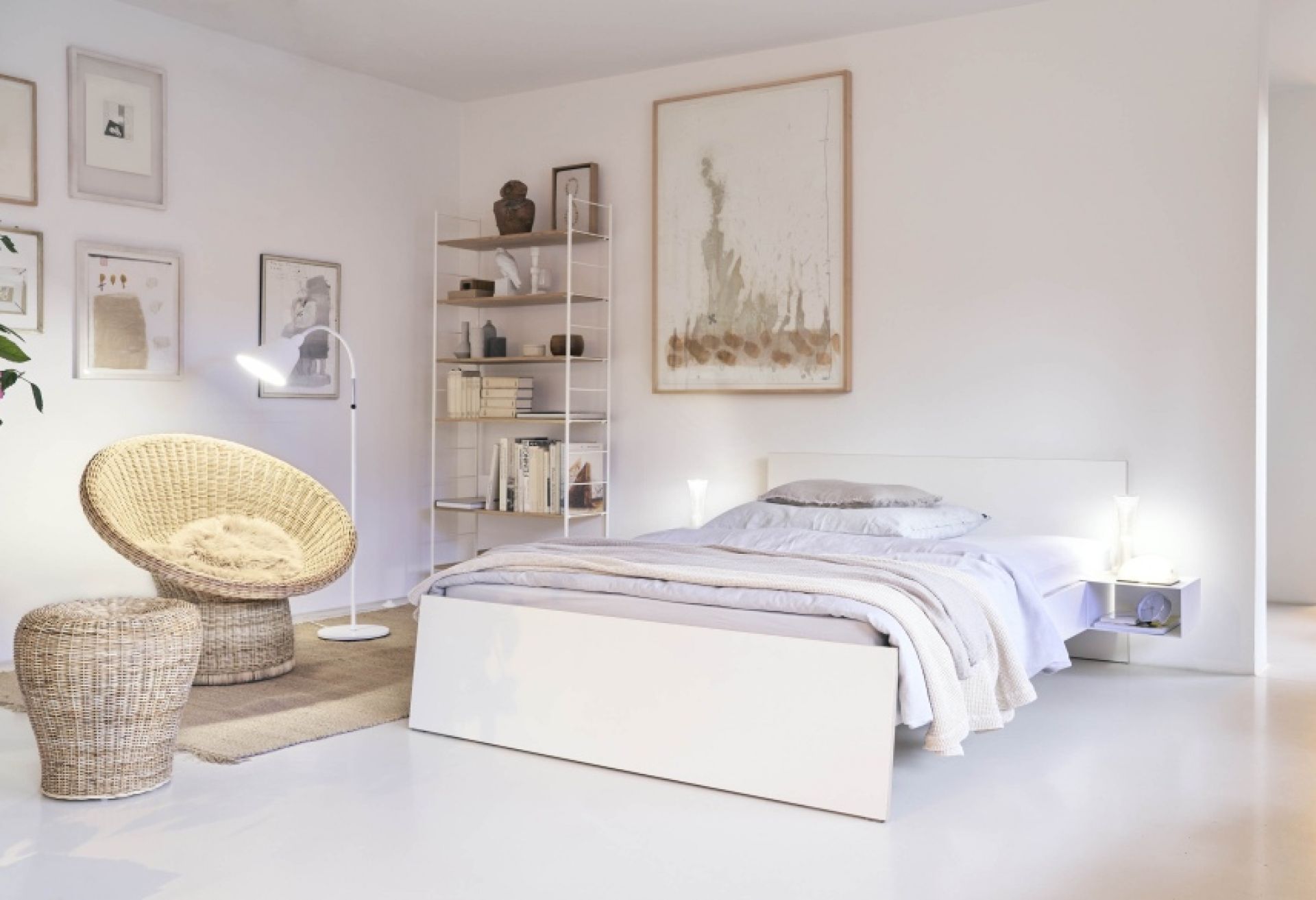 Stockholm Bett Birke Multiplex mit hohem Kopfteil Richard Lampert 