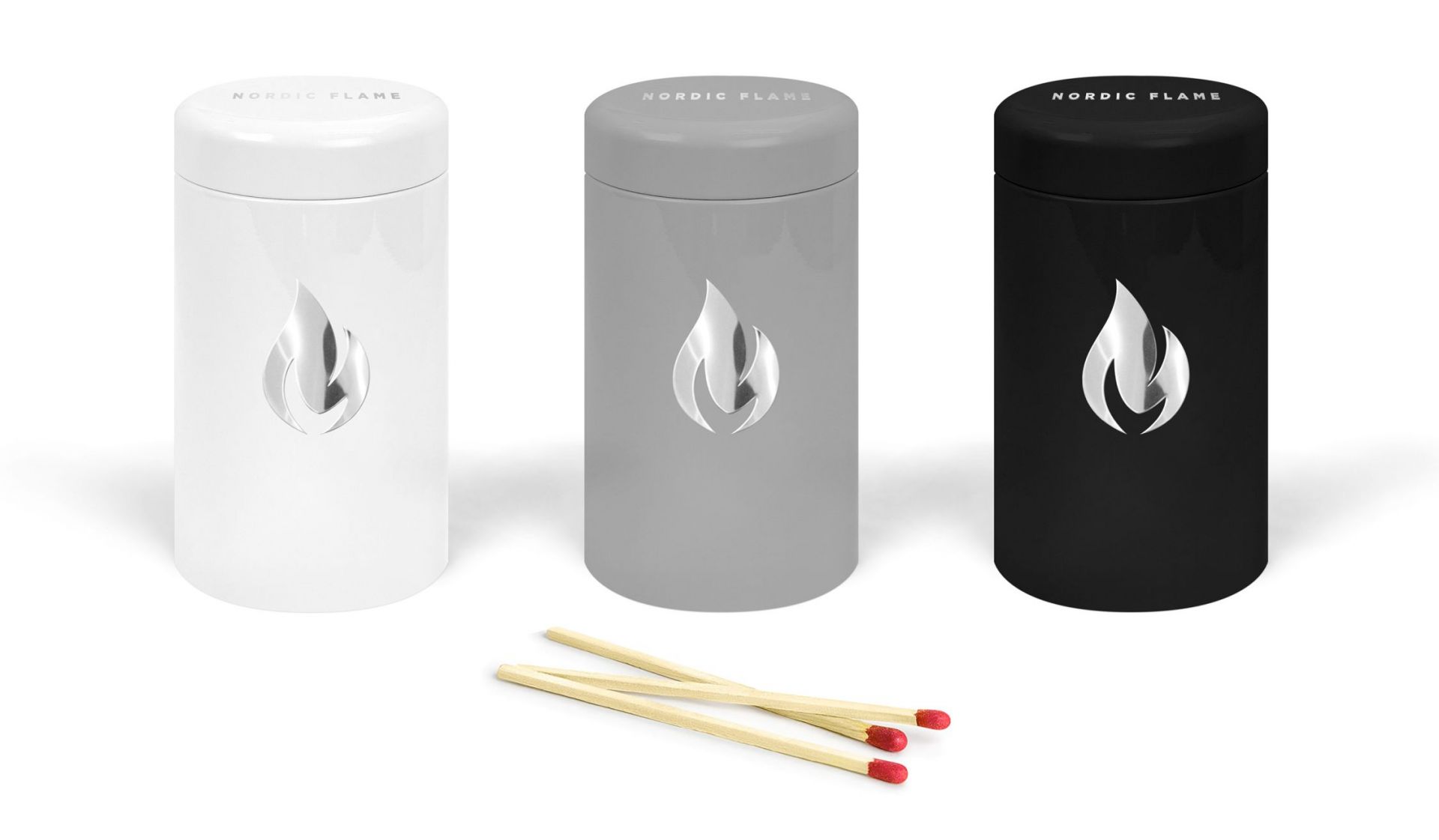 Streichholzdose aus Metall Schwarz / Silber Nordic Flame EINZELSTÜCK