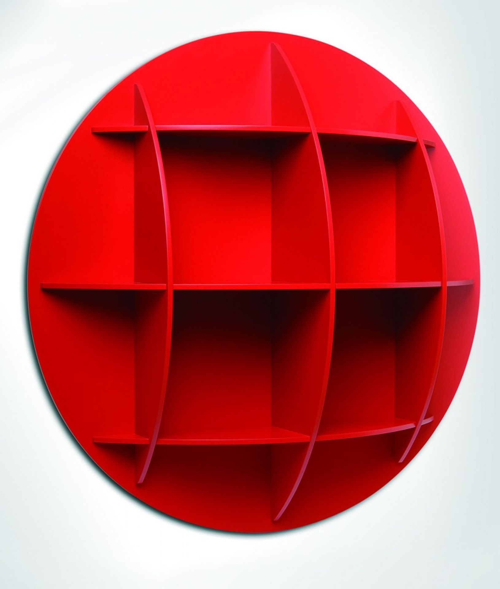 Minicontinental Sphärisches Bücherregal Rot lackiert Industrie Carnovali