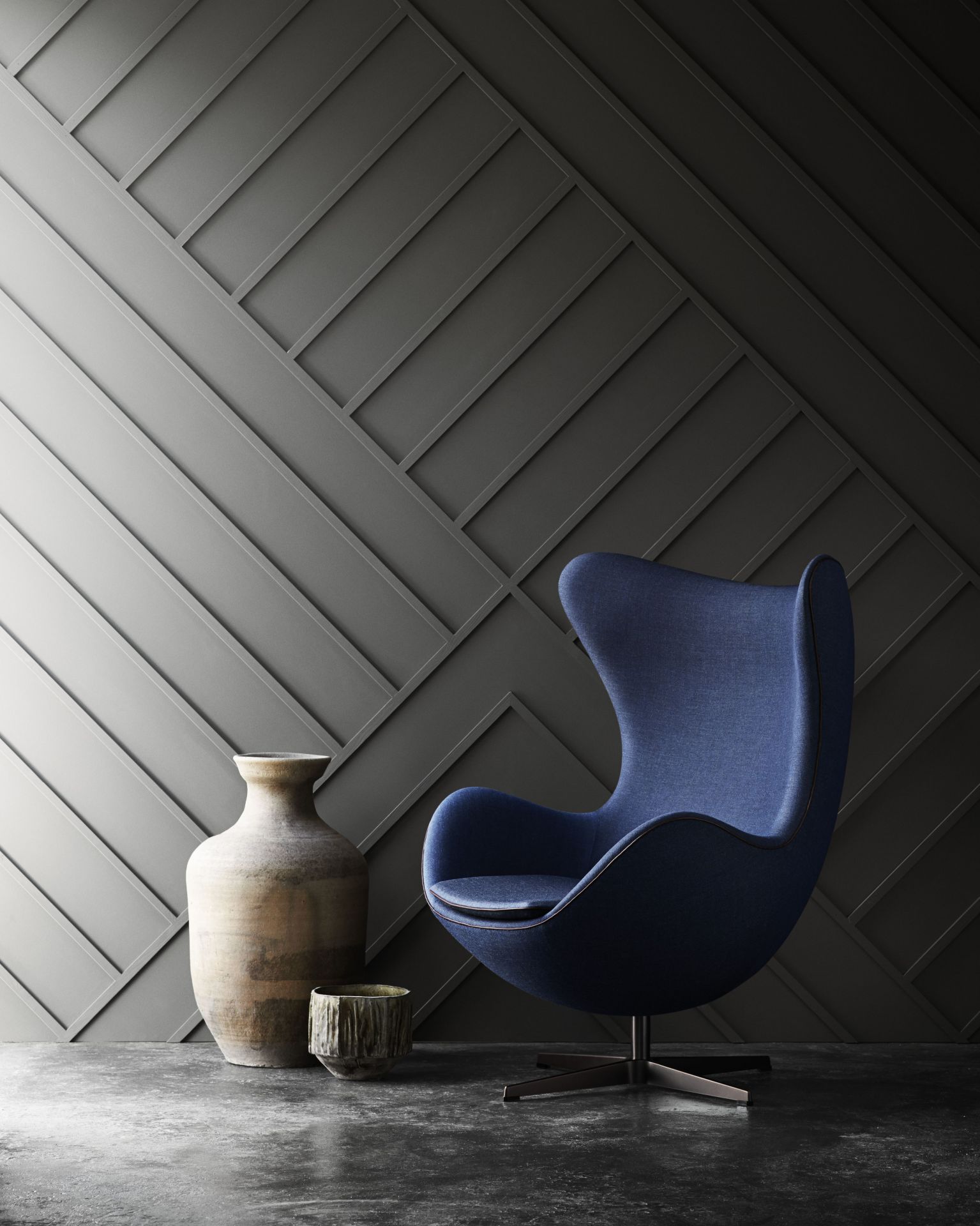 Egg Chair mit Hocker Re-wool Textile Stoff Fritz Hansen 