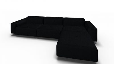 Soft Modular Sofa 3-Sitzer mit Chaise Longue Volo schwarz Vitra