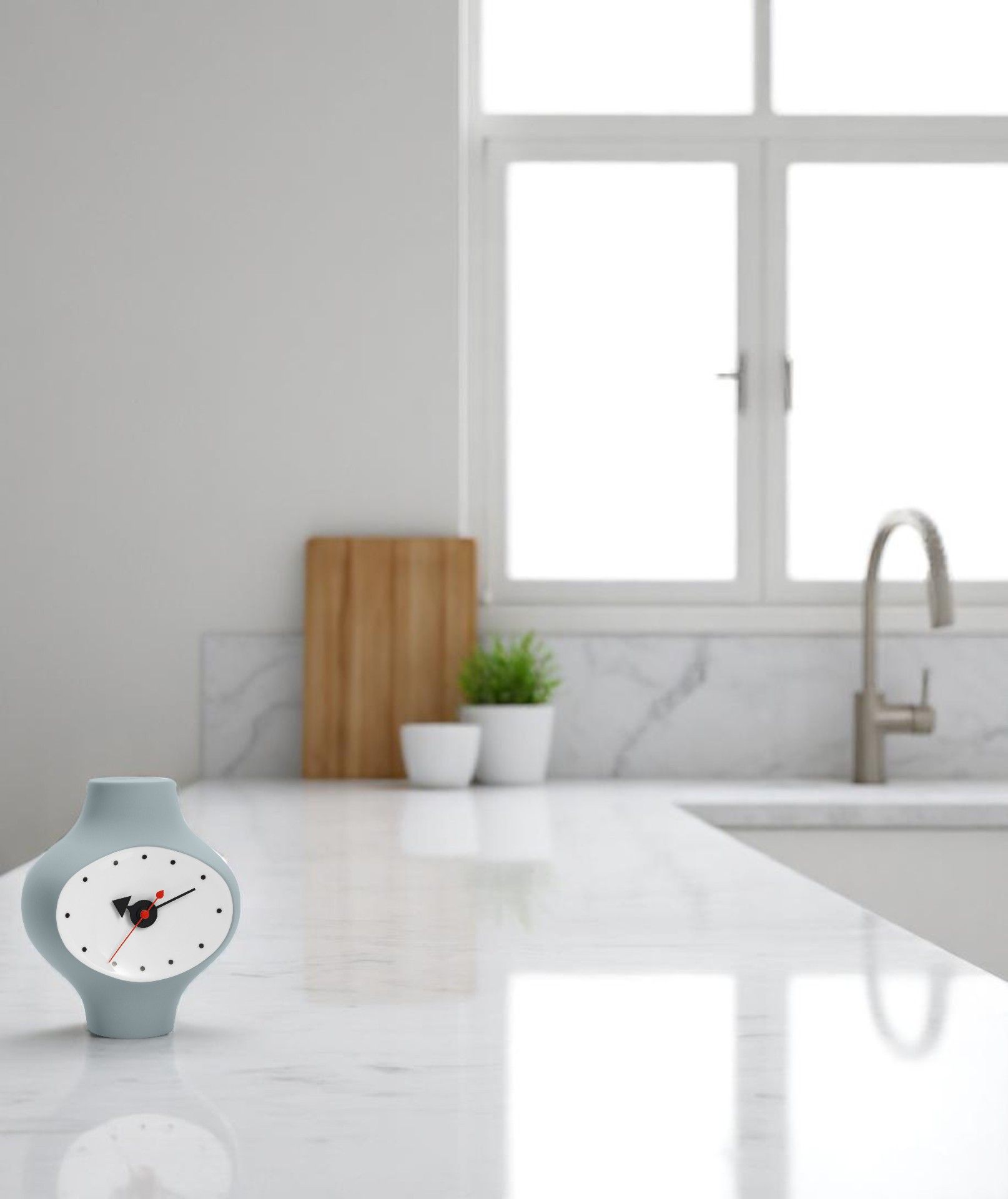 Desk Ceramic Clock Tischuhr Hellgrau-blau Vitra EINZELSTÜCK