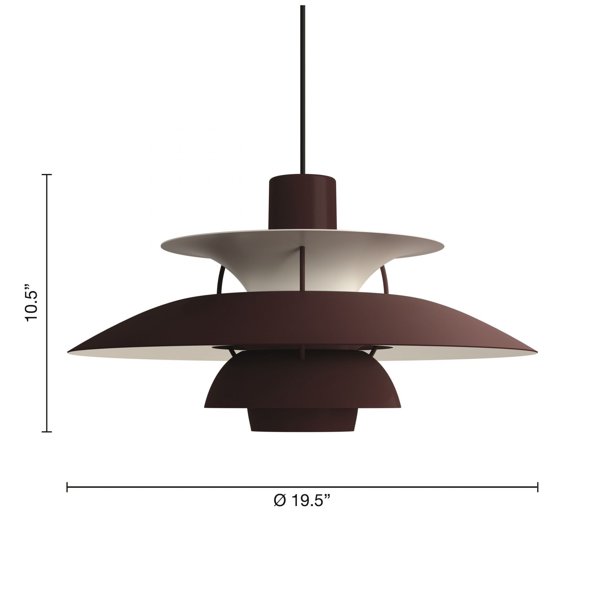 PH 5 Monochrome Pendelleuchte Louis Poulsen Burgundy