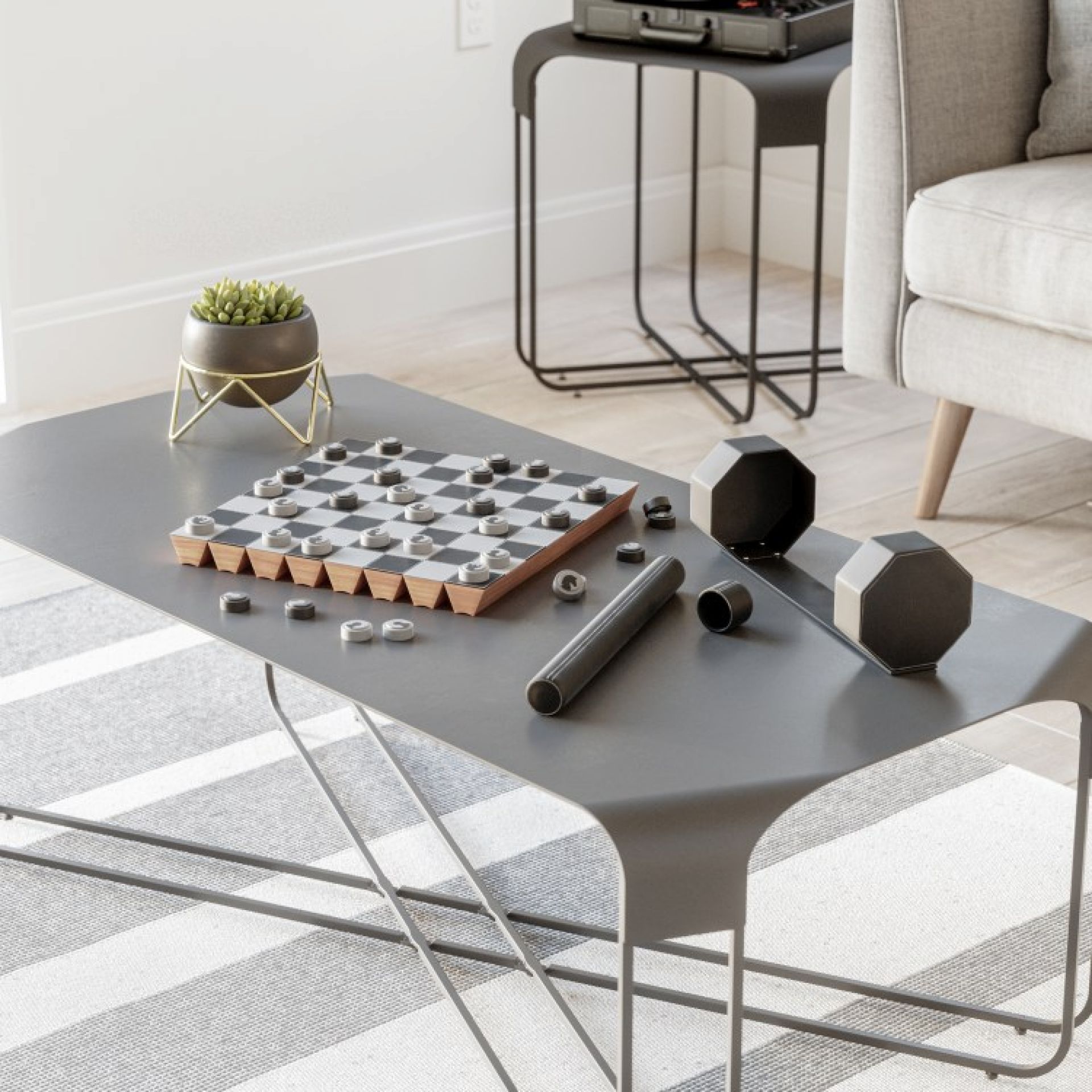 Rolz Chess / Checkers Ser Mobiles Schach- und Dame Set Umbra EINZELSTÜCK