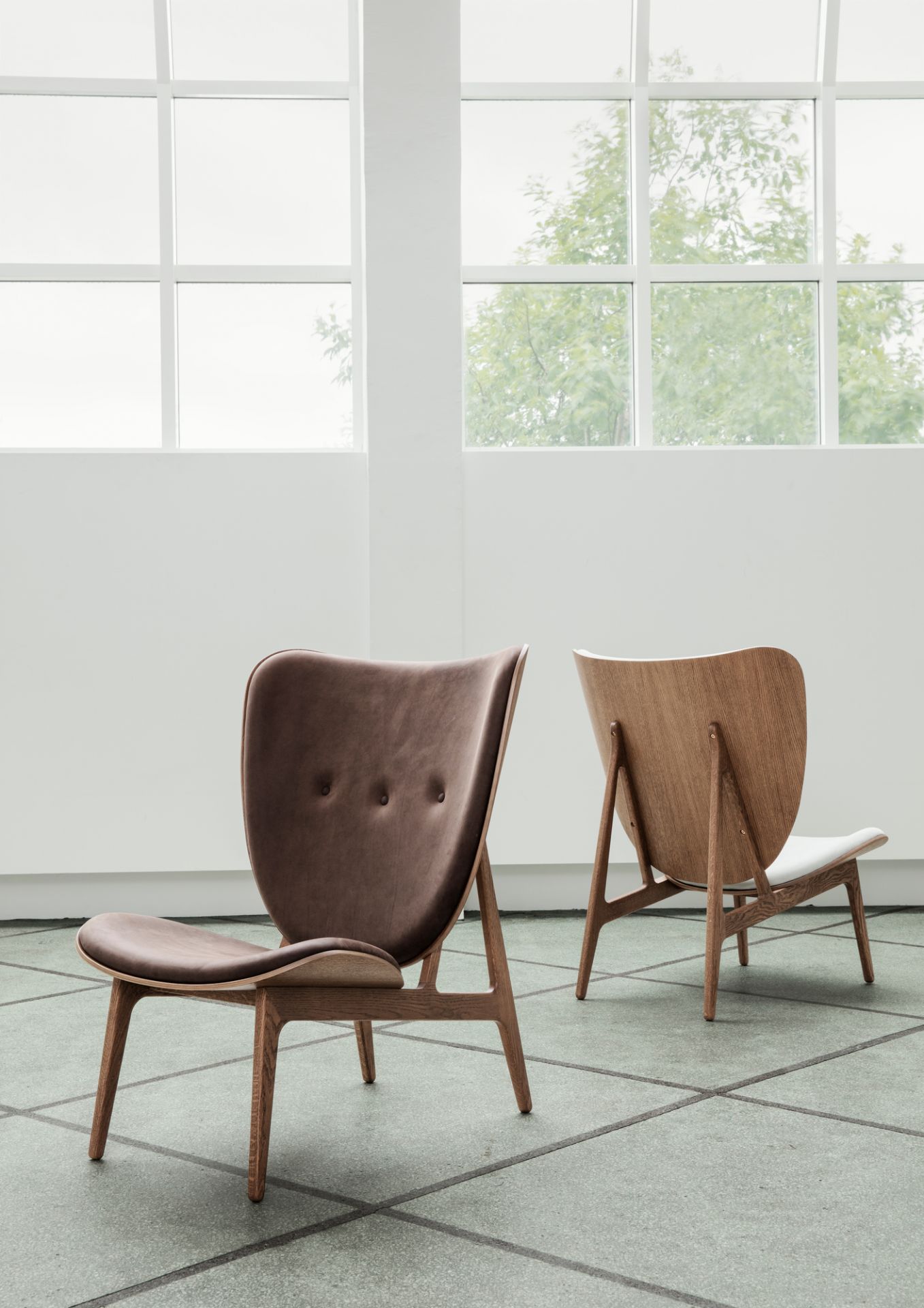 Elephant Lounge Sessel Eiche natur / Leder Dunes Camel