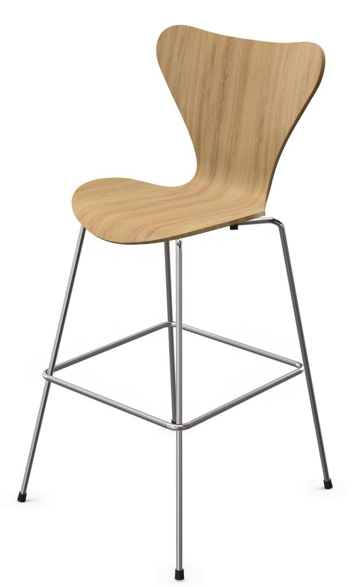Siebener Barhocker 3197 ungepolstert EICHE Gestell CHROM Fritz Hansen EINZELSTÜCKE