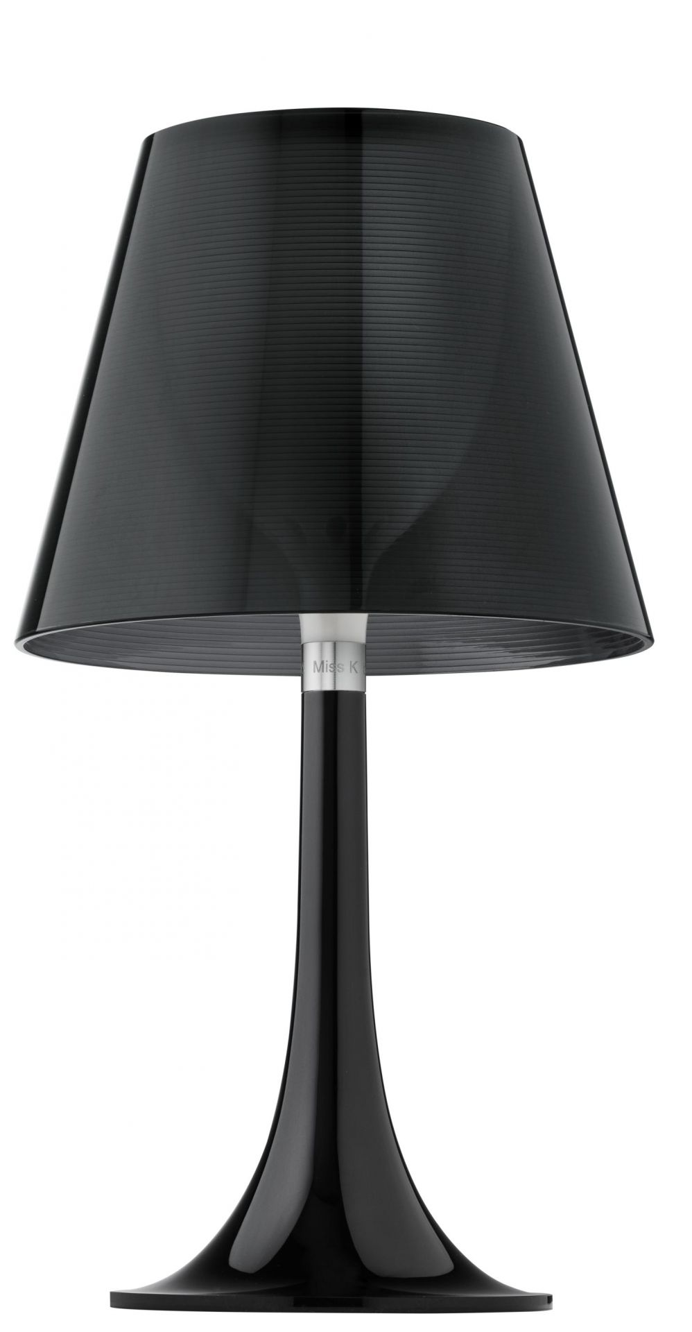 Schwarze Miss K Tischleuchte von Flos, modernes Design für Wohnzimmer und Schlafzimmer.