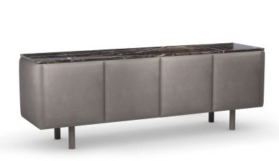 Turi Sideboard Saint Laurent Marmor und taupefarbenes Leder Mansi London