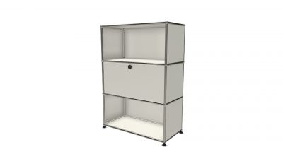 USM Haller Highboard in Weiß mit einer Klappe, modernes Design Möbel für Wohnzimmer und Büro.