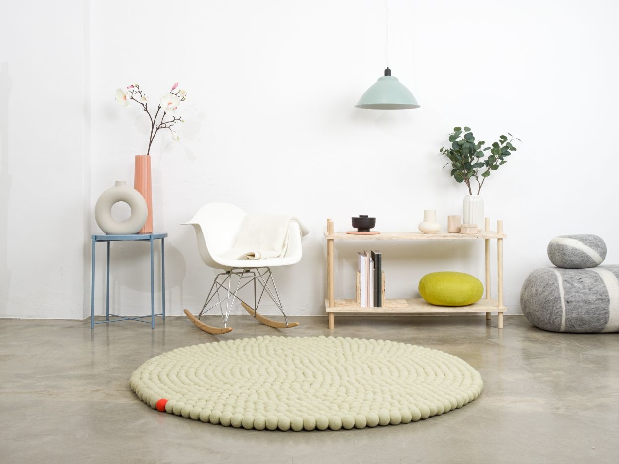 Big One Rund Filzteppich Ø 160 cm myfelt Grünbeige