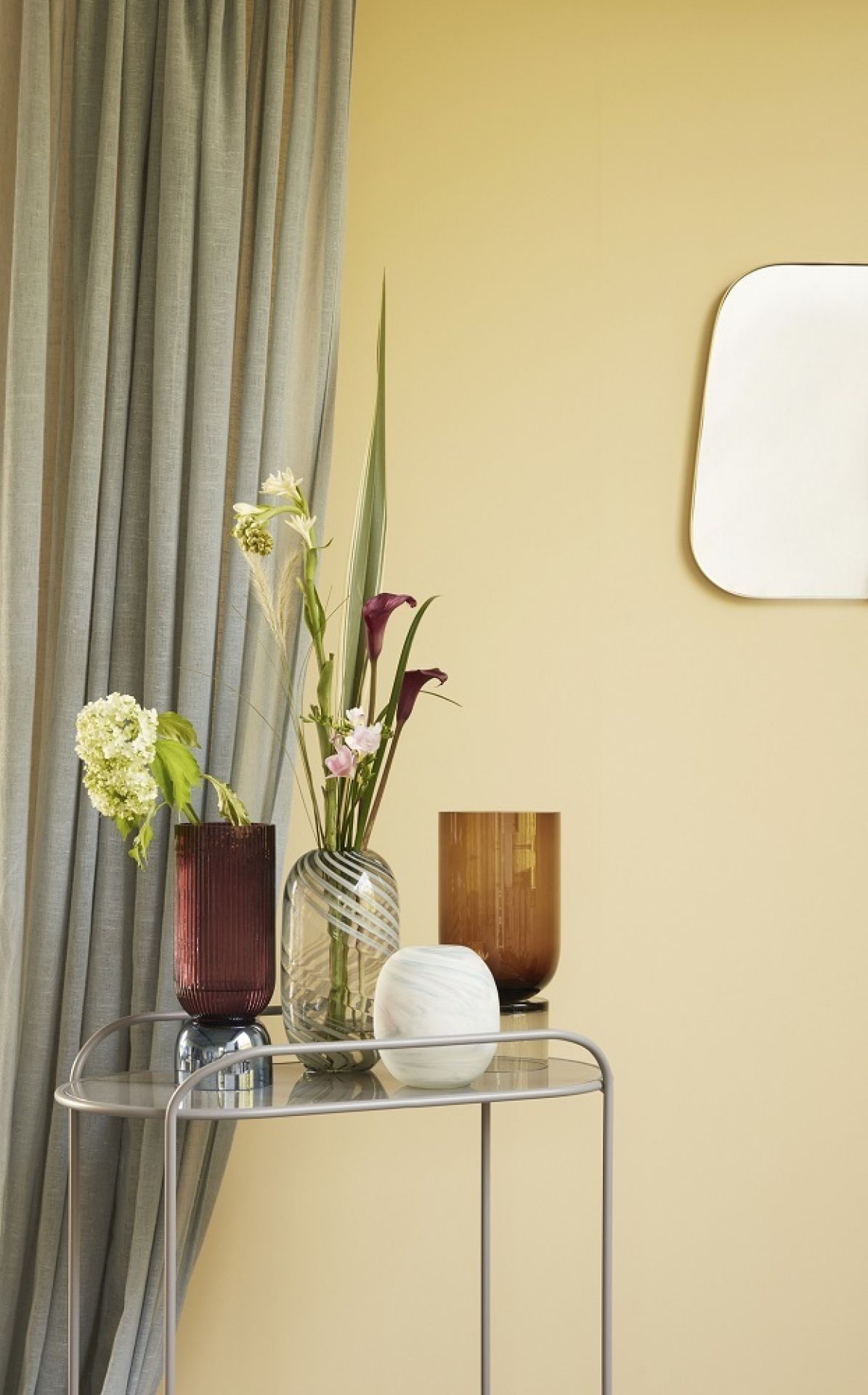 Vase Glas grün/weiß Hübsch Interior EINZELSTÜCK