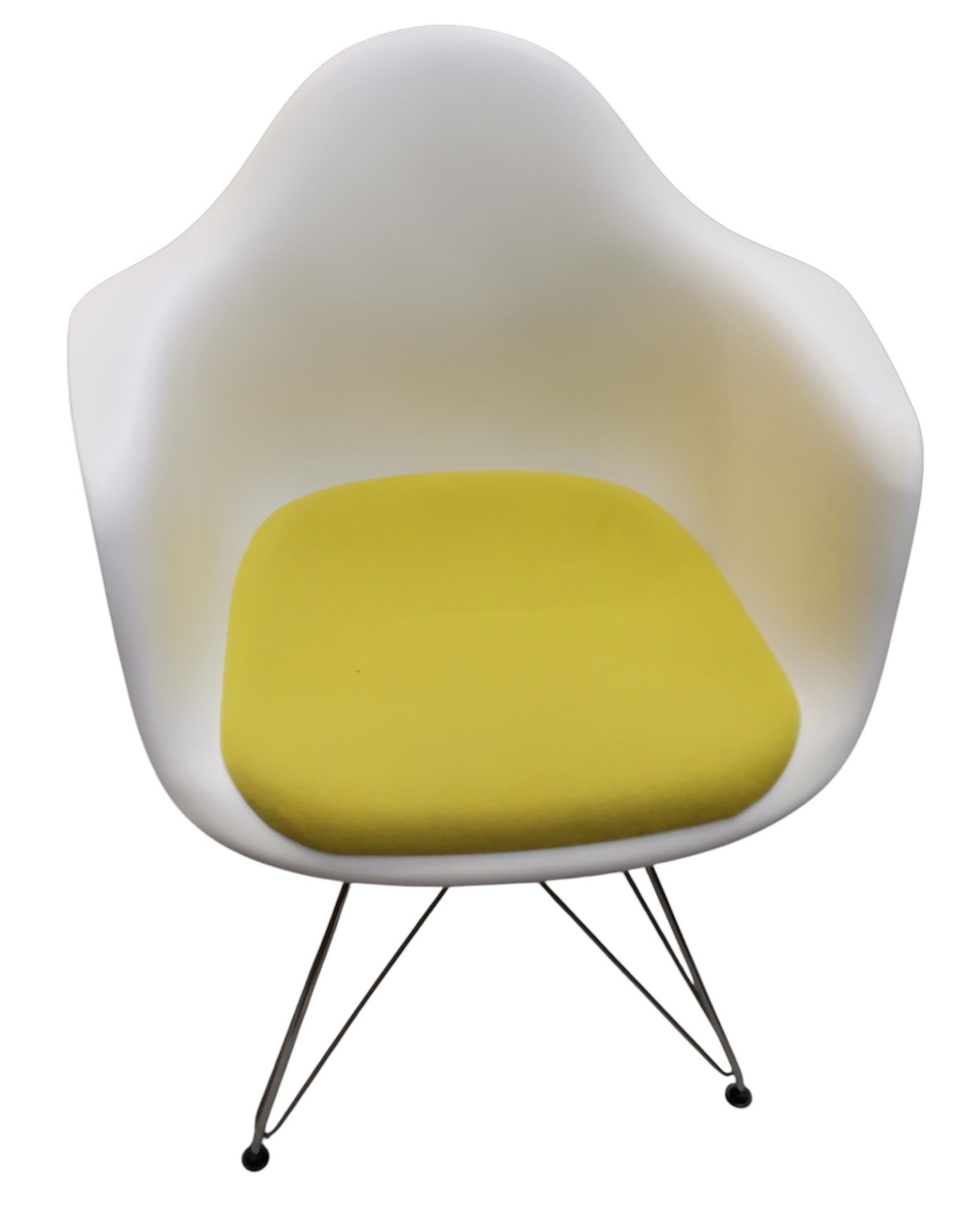 Eames Plastic Arm Chair DAR Stuhl mit Sitzpolster Grün / Gelb Vitra MÄNGELEXEMPLAR