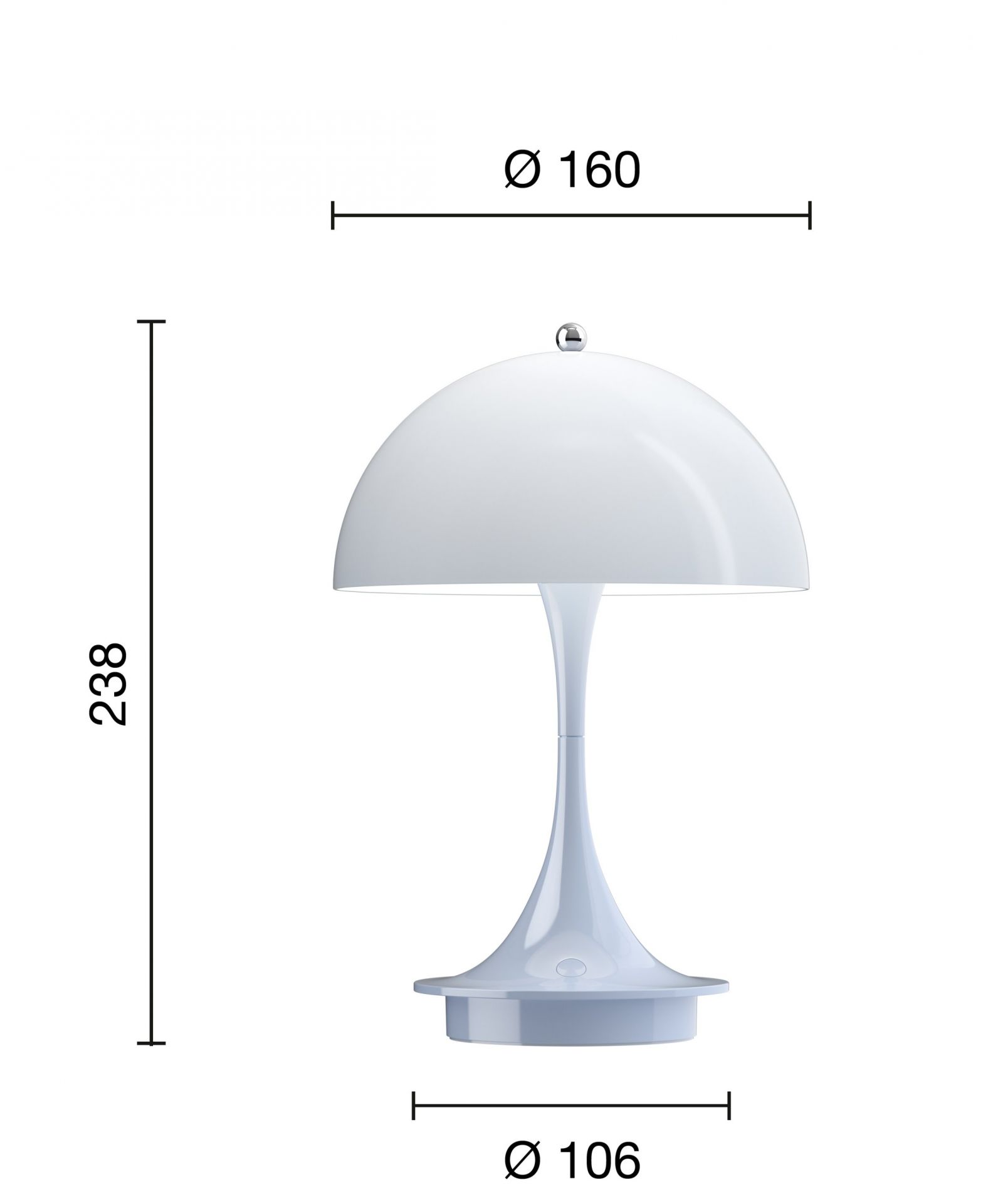 Panthella 160 Portable Akku LED-Tischleuchte Indoor/Outdoor Louis Poulsen Opal Pale blau EINZELSTÜCK