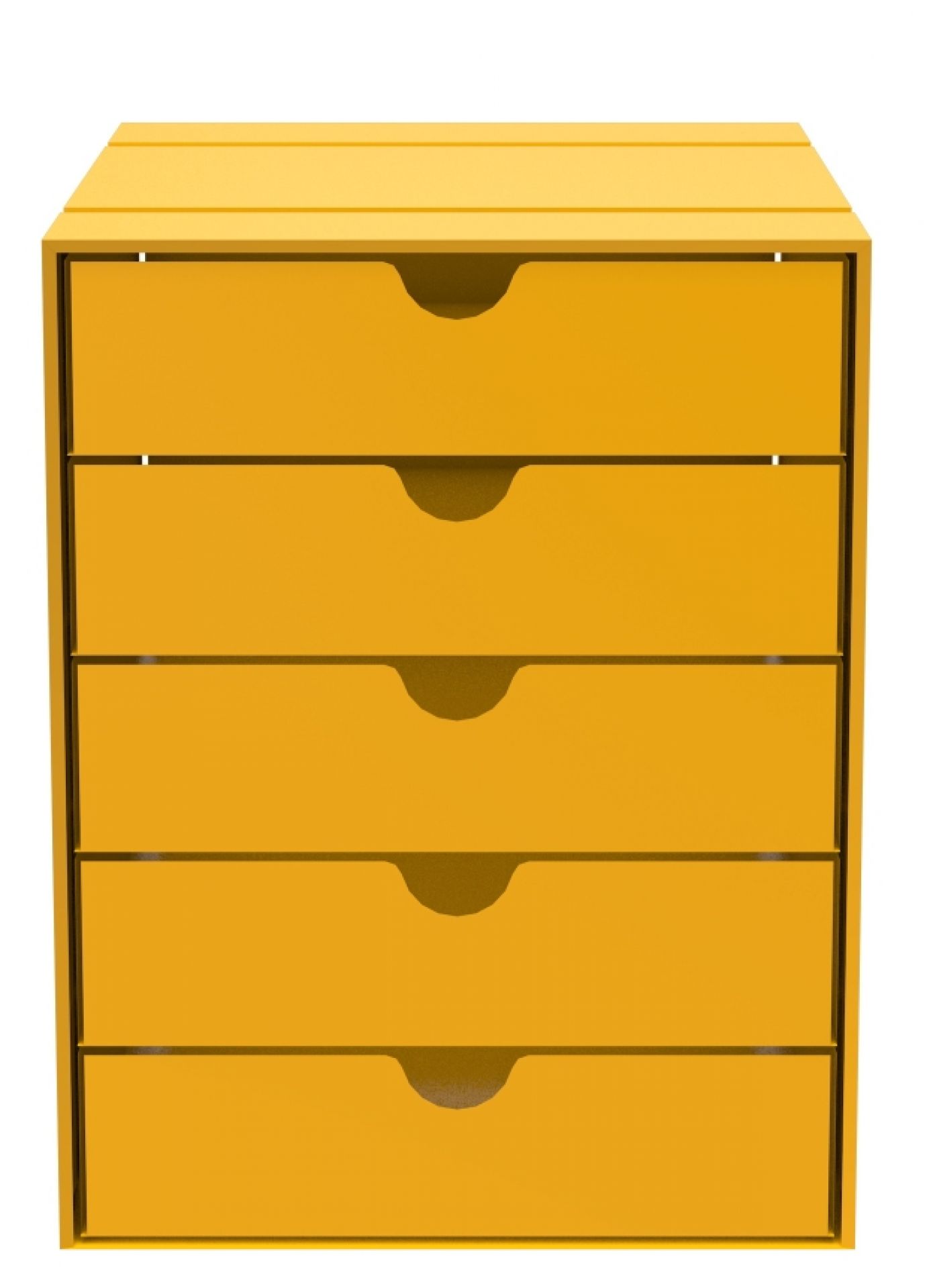 USM Haller Inos Kastenset C4 mit 5 Schalen geschlossen Home Office Goldgelb
