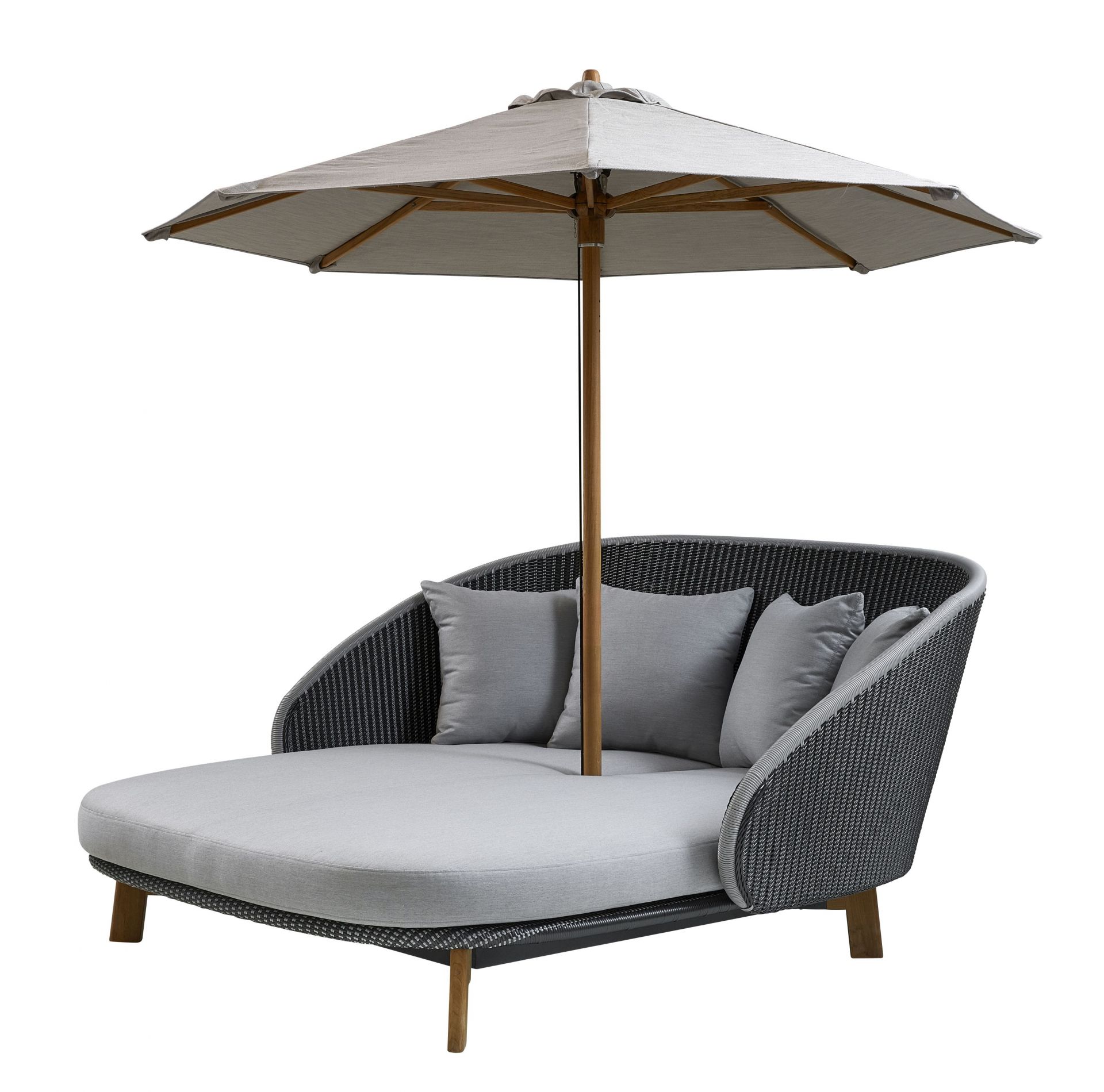 Classic Parasol Sonnenschirm Cane-Line niedrig für Peacock daybed H 229 x Ø 240 cm
