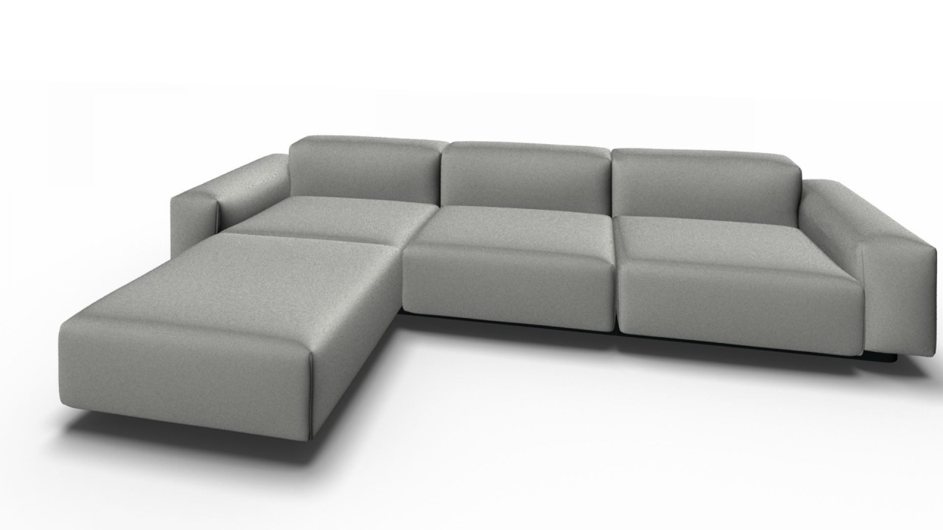 Soft Modular Sofa 3-Sitzer mit Chaise Longue Laser stone grey Vitra