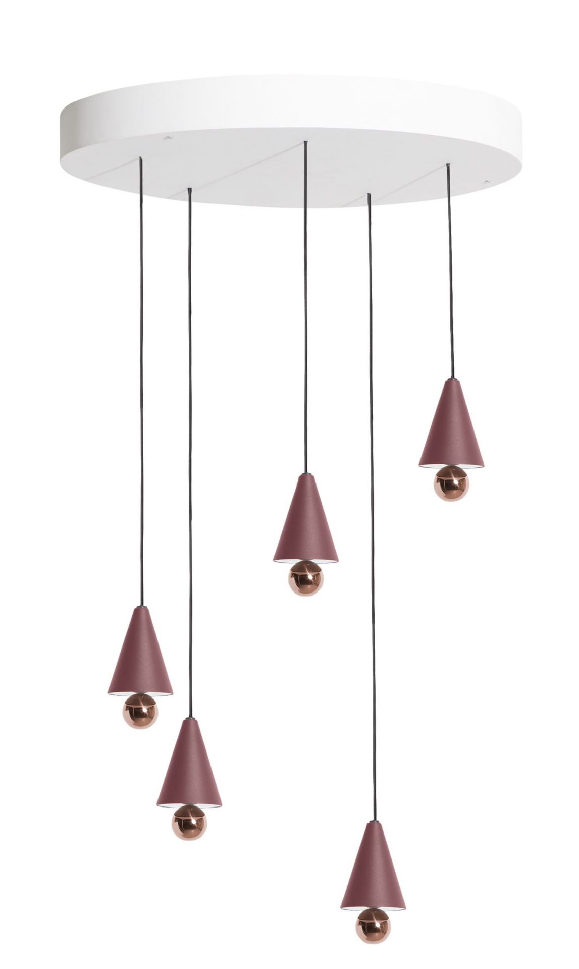 Cherry Pendant light Pendelleuchte 5-er Set Runde Platte Petite Friture Braunrot
