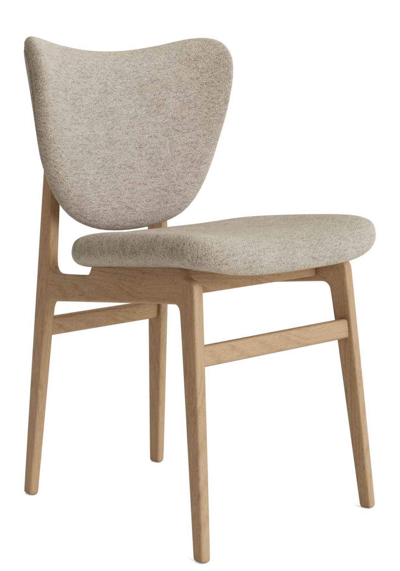 Elephant Dining Chair mit Stoffbezug Boucle auf Eiche natur Gestell, moderner Esszimmerstuhl.