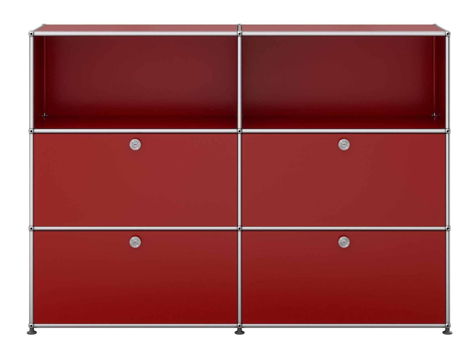 USM Haller Sideboard / Highboard mit 4 Klappen – QUICK SHIP rubinrot