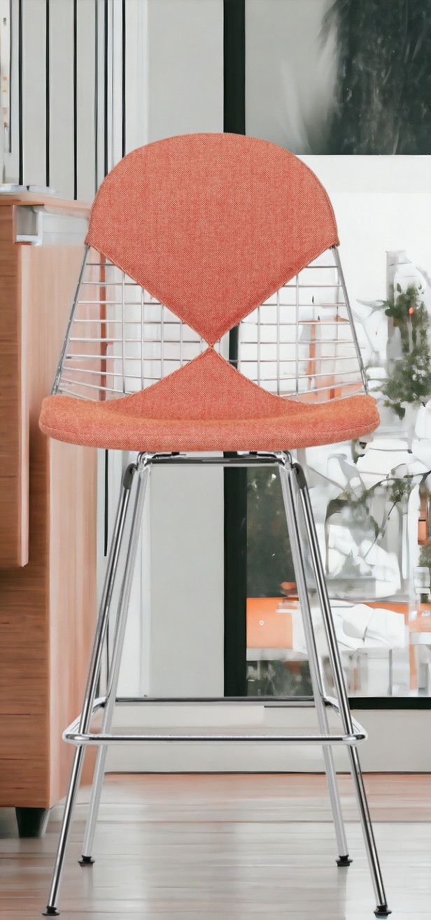 Eames Wire Bar Stool Barhocker Medium mit Sitz- und Rückenpolster Vitra
