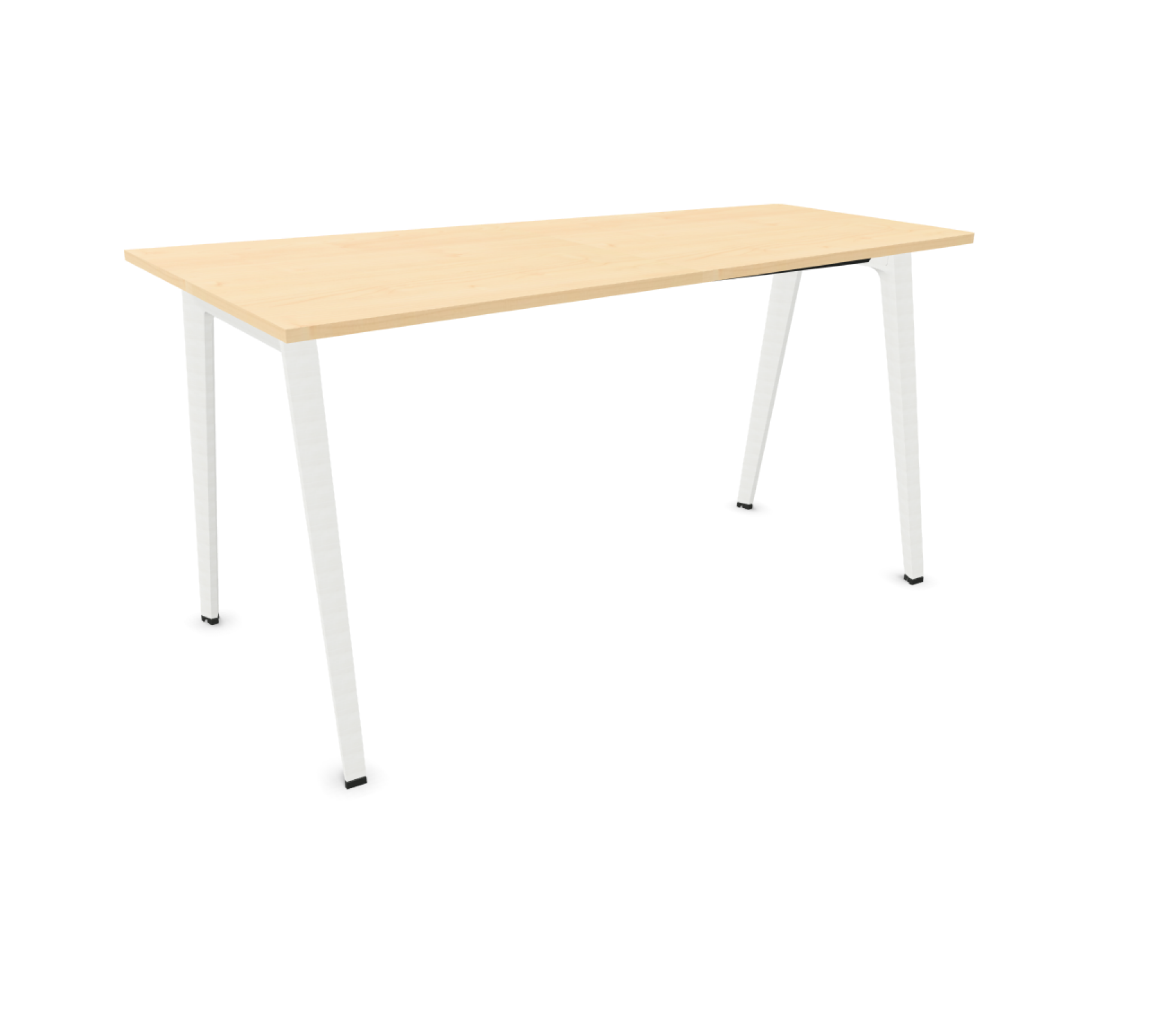 B-Free Stehtisch von Steelcase mit heller Holzplatte und weißen Füßen, ideal für moderne Büros.