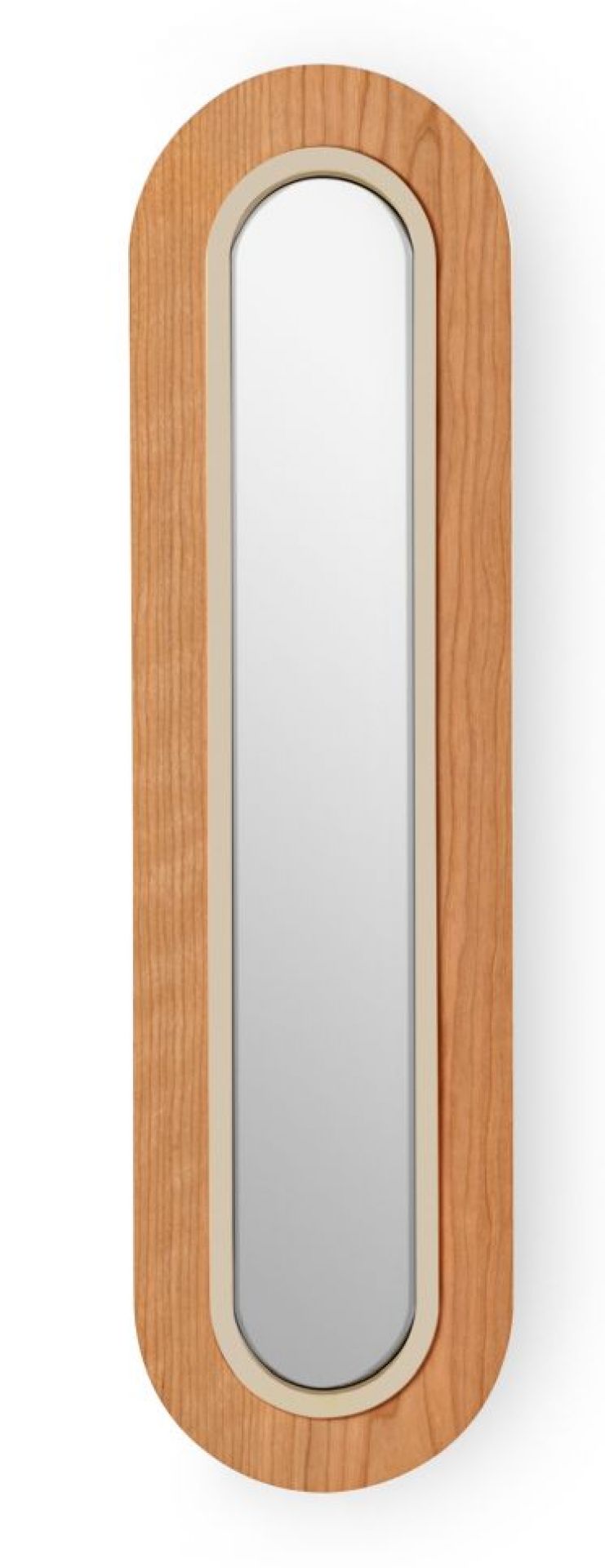 Lens LED Wandleuchte von LZF Lamps: Ovale Wandlampe mit Kirschholz und elfenbeinweißem Metallring.