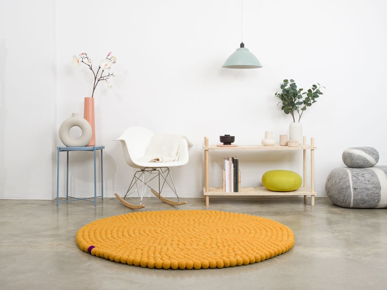 Big One Rund Filzteppich Ø 200 cm myfelt Ockergelb