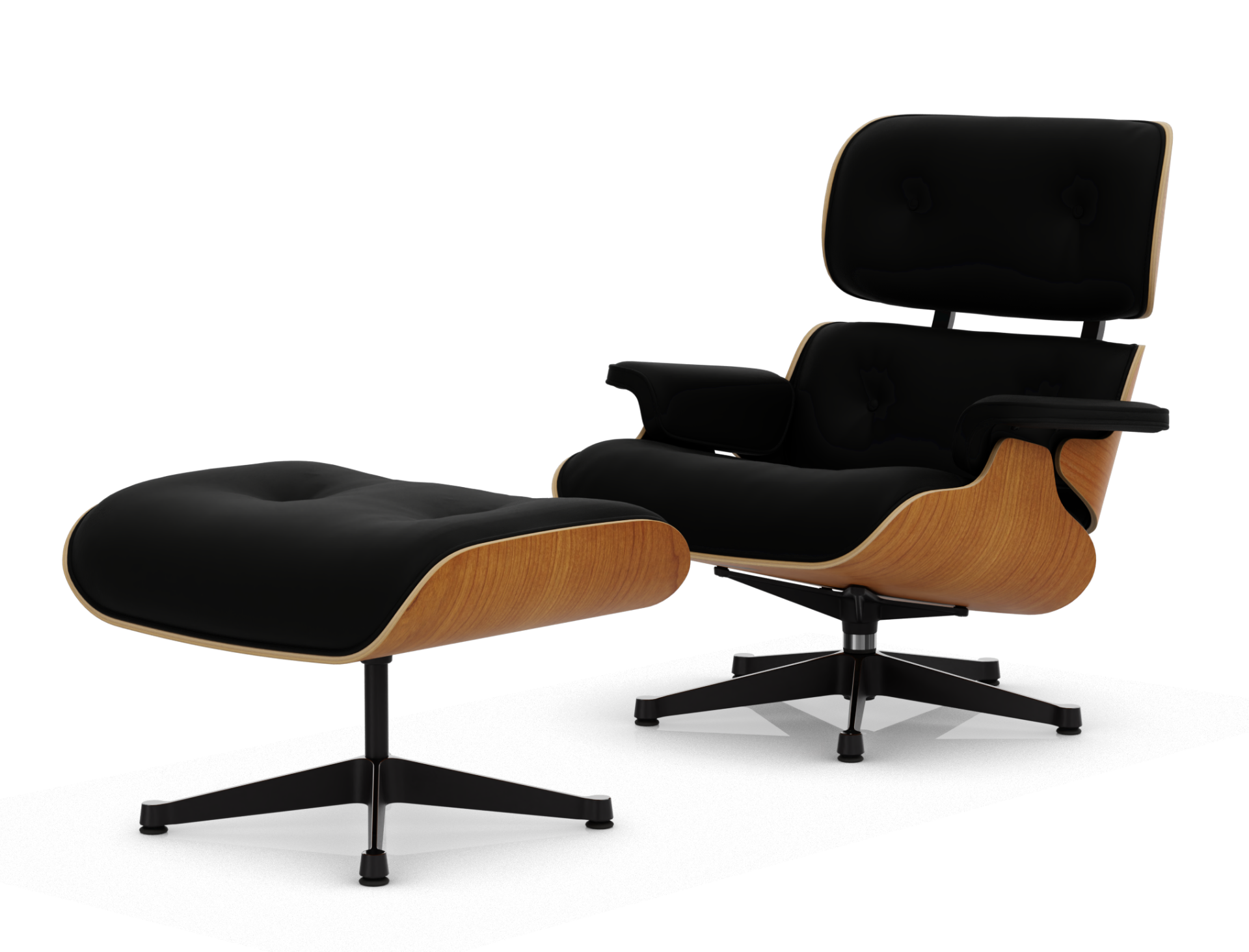 Eames Lounge Chair & Ottoman Sessel VORZUGSKOMBINATION Leder Premium Vitra Kirschbaum natur