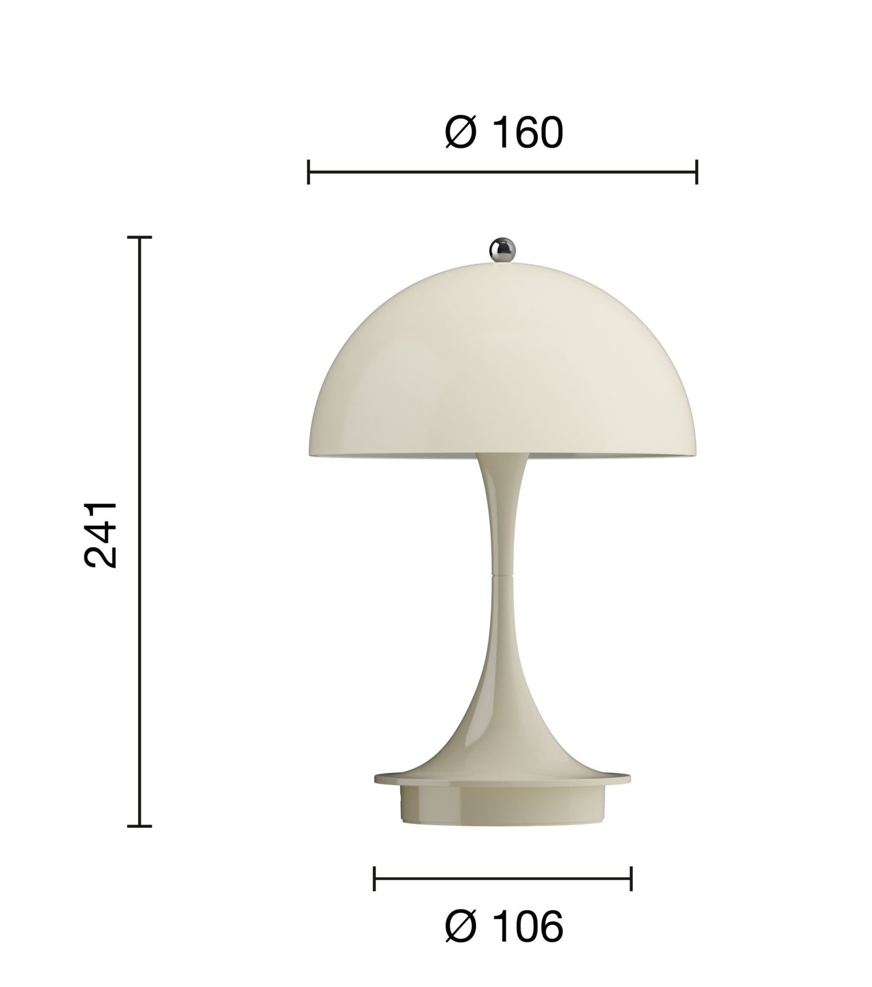 Panthella 160 Portable V3 Akku LED-Tischleuchte Indoor/Outdoor Louis Poulsen Opal beige