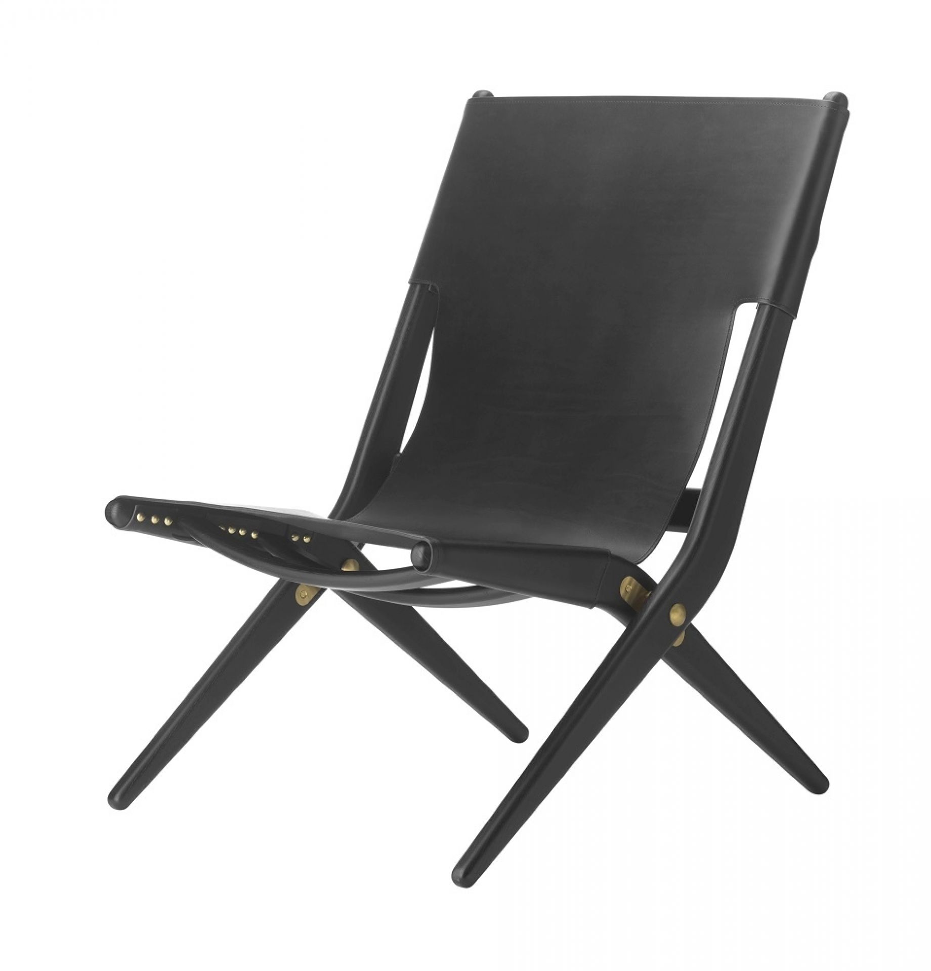 Saxe Chair: Schwarzer Ledersessel mit schwarz gebeiztem Eichenholzgestell von by Lassen. Designklassiker.