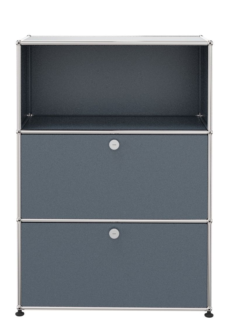 USM Haller Highboard mit 2 Klappen und 1 Fach offen-mittelgrau