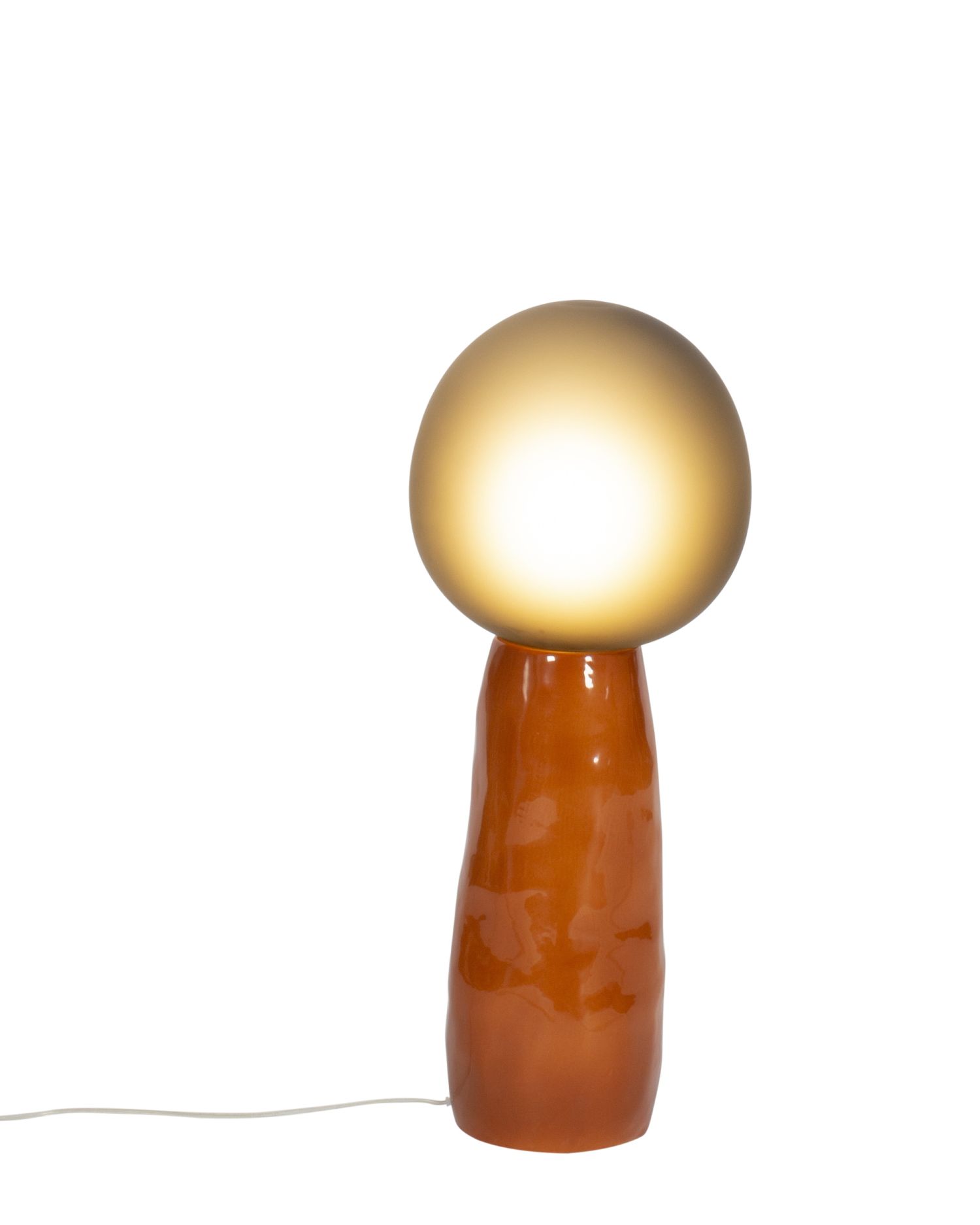 Kokeshi small Stehleuchte Schirm grau / Basis Terrakotta Pulpo