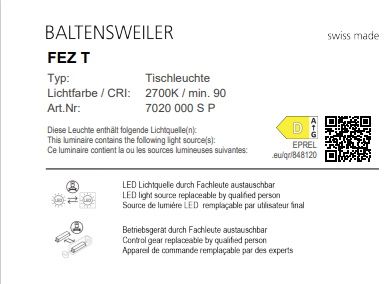 FEZ T Tischleuchte Baltensweiler